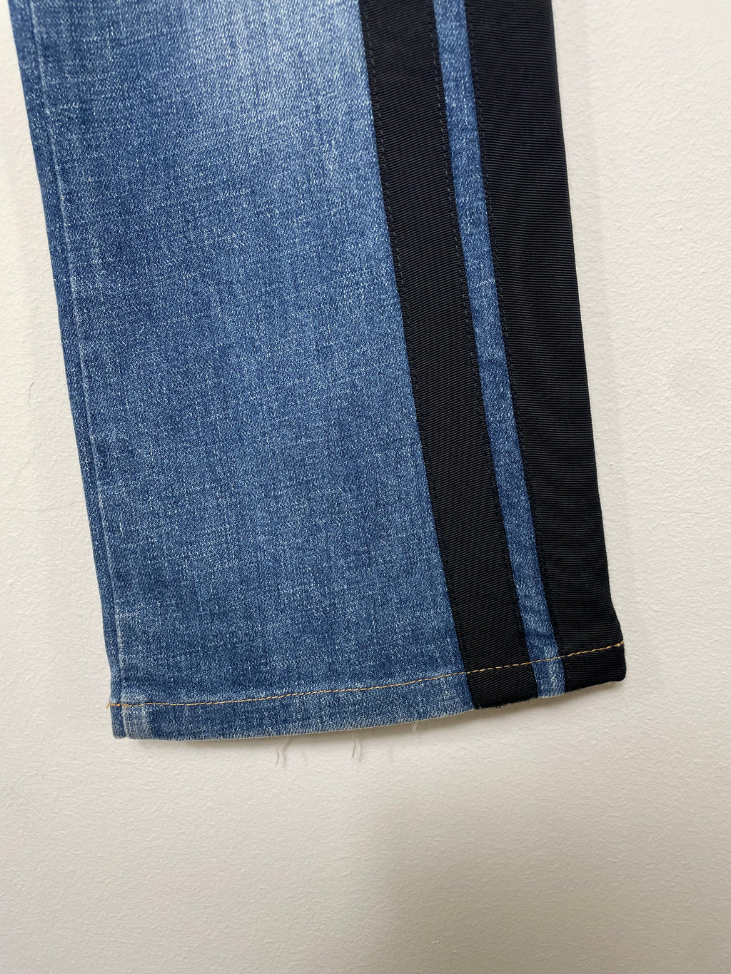 Roberto Cavalli Straight-Leg Denim Jeans with Black Parallel Stripes