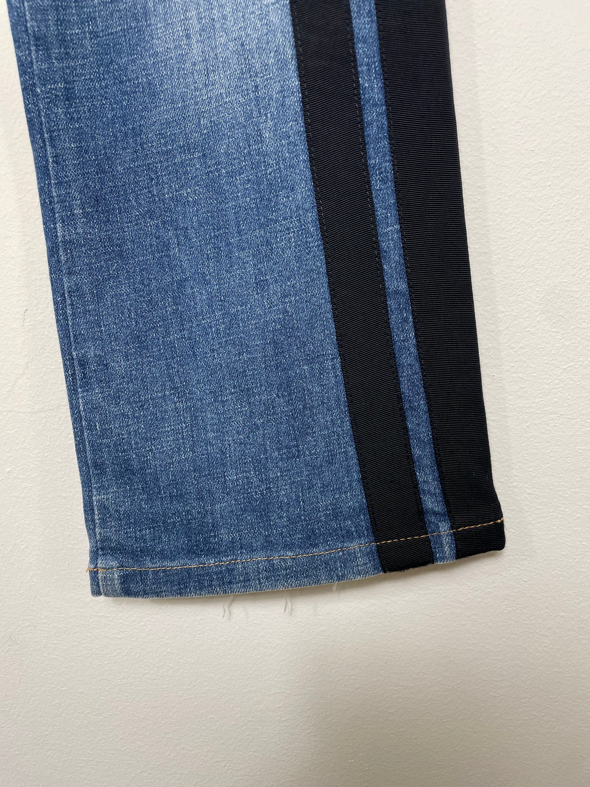 Roberto Cavalli Straight-Leg Denim Jeans with Black Parallel Stripes