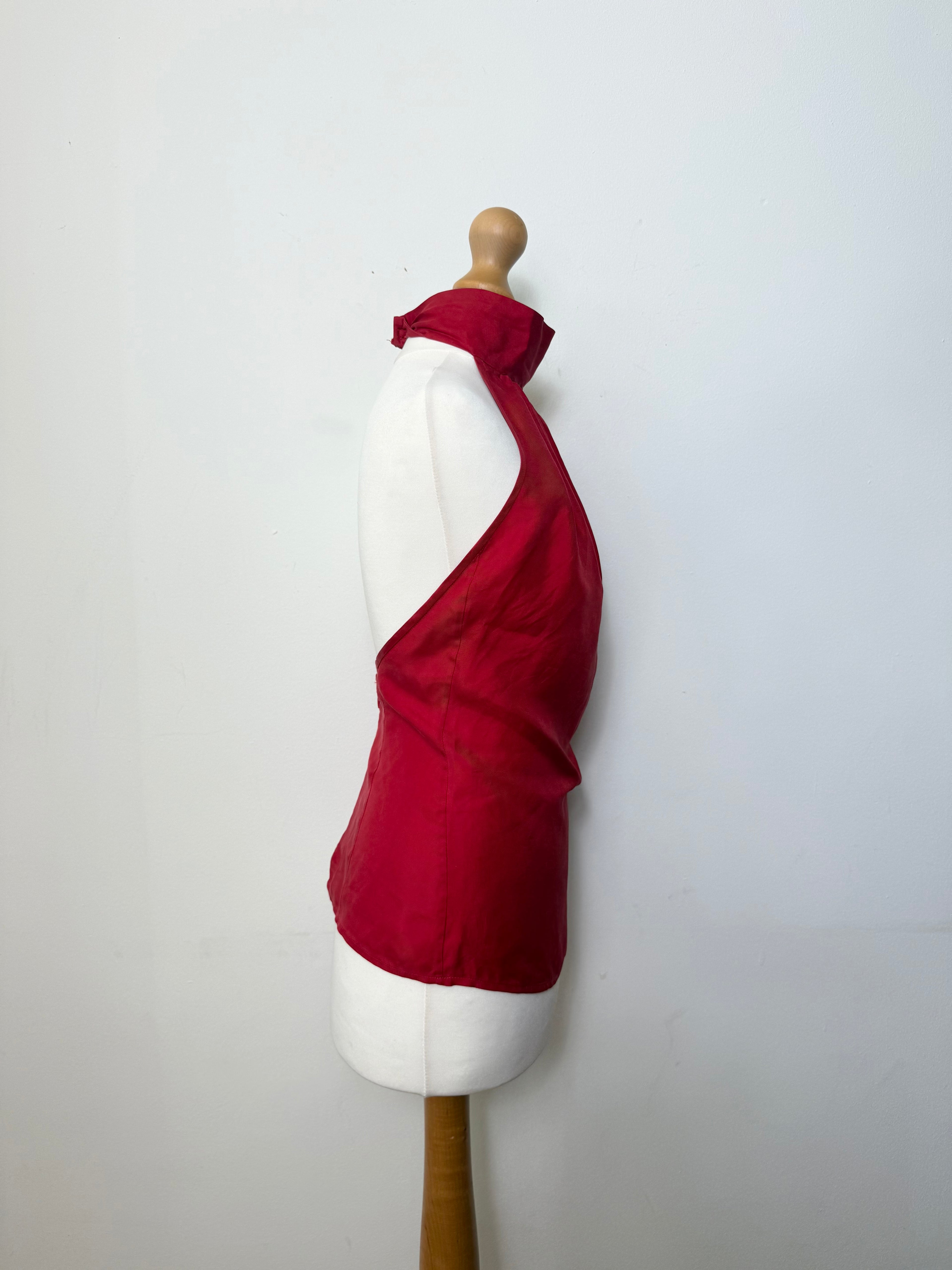 Dsqaured2 2000's Red Halter-neck Backless Satin Top