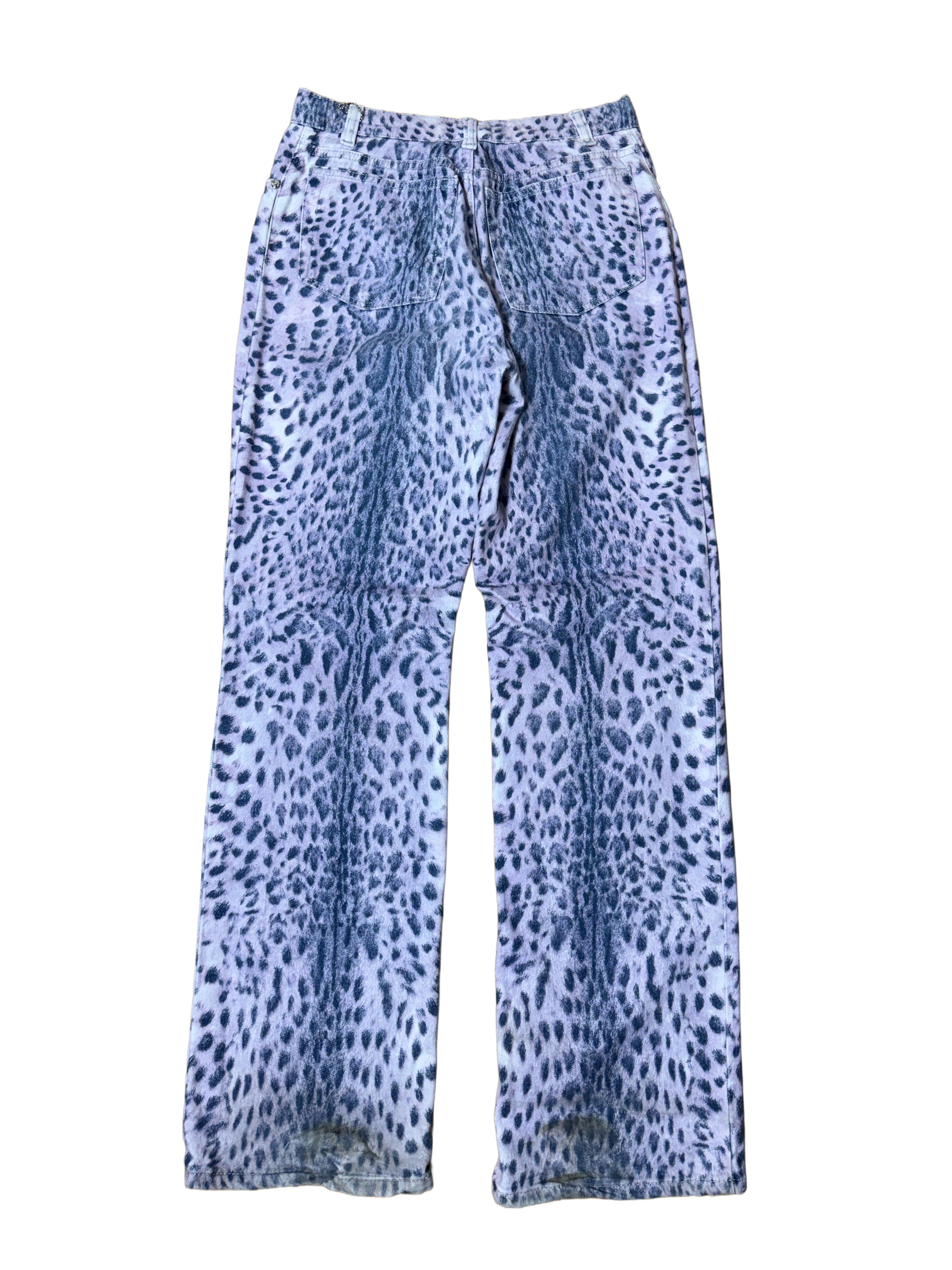 Roberto Cavalli Spring 2000 Purple Leopard Print Jeans