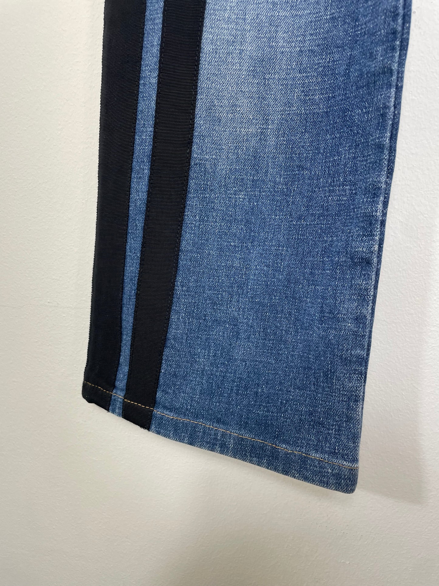 Roberto Cavalli Straight-Leg Denim Jeans with Black Parallel Stripes