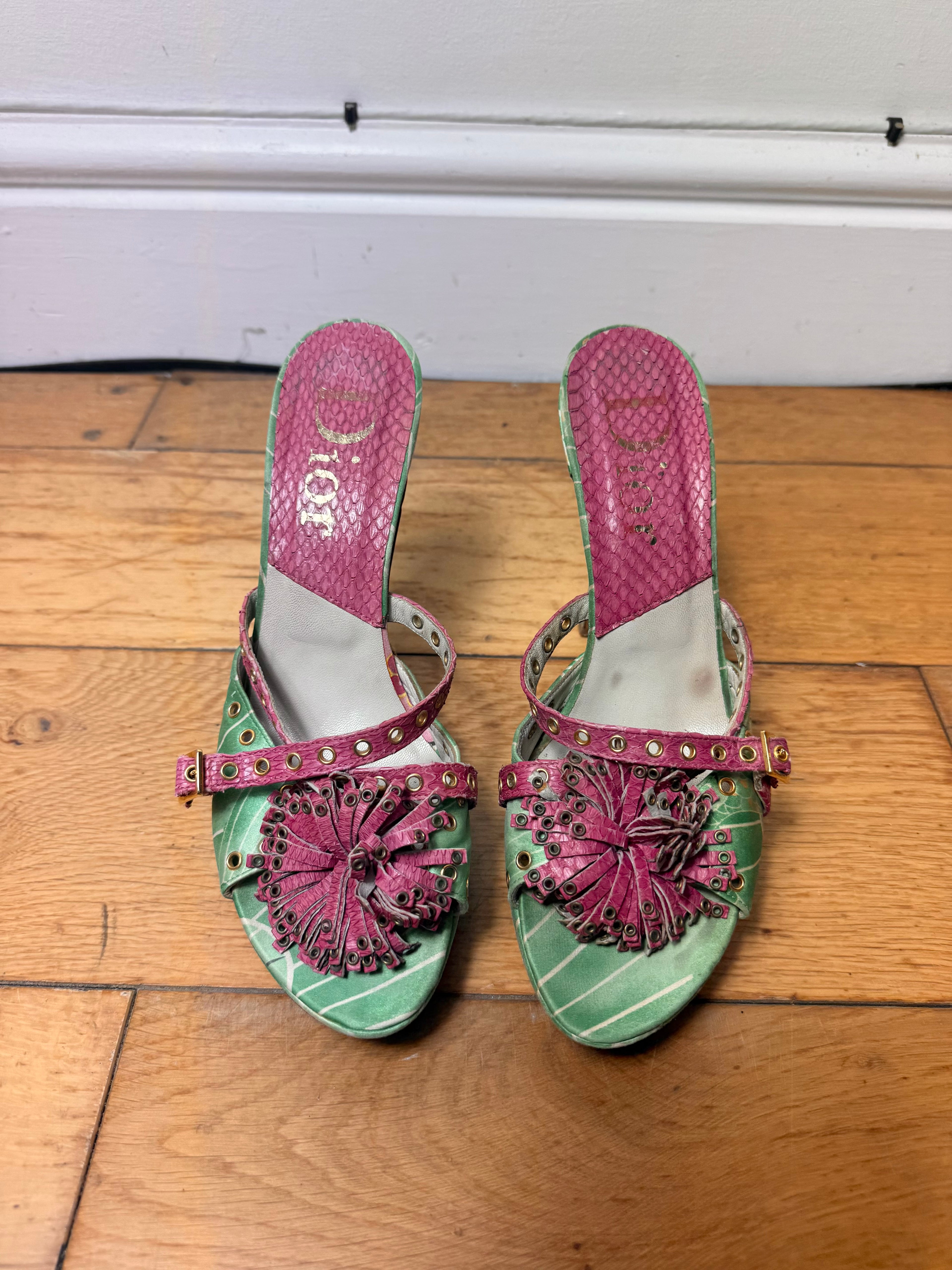 Dior 2003 Floral Koi Print Platform Heels