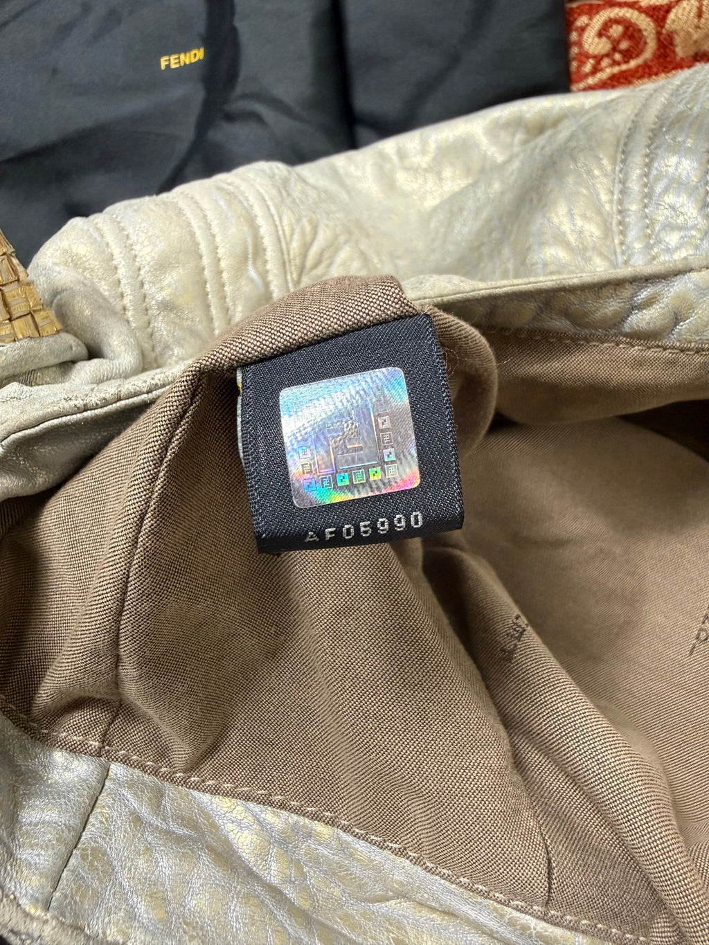 Fendi Gold & Silver Metallic Nappa Spy Bag