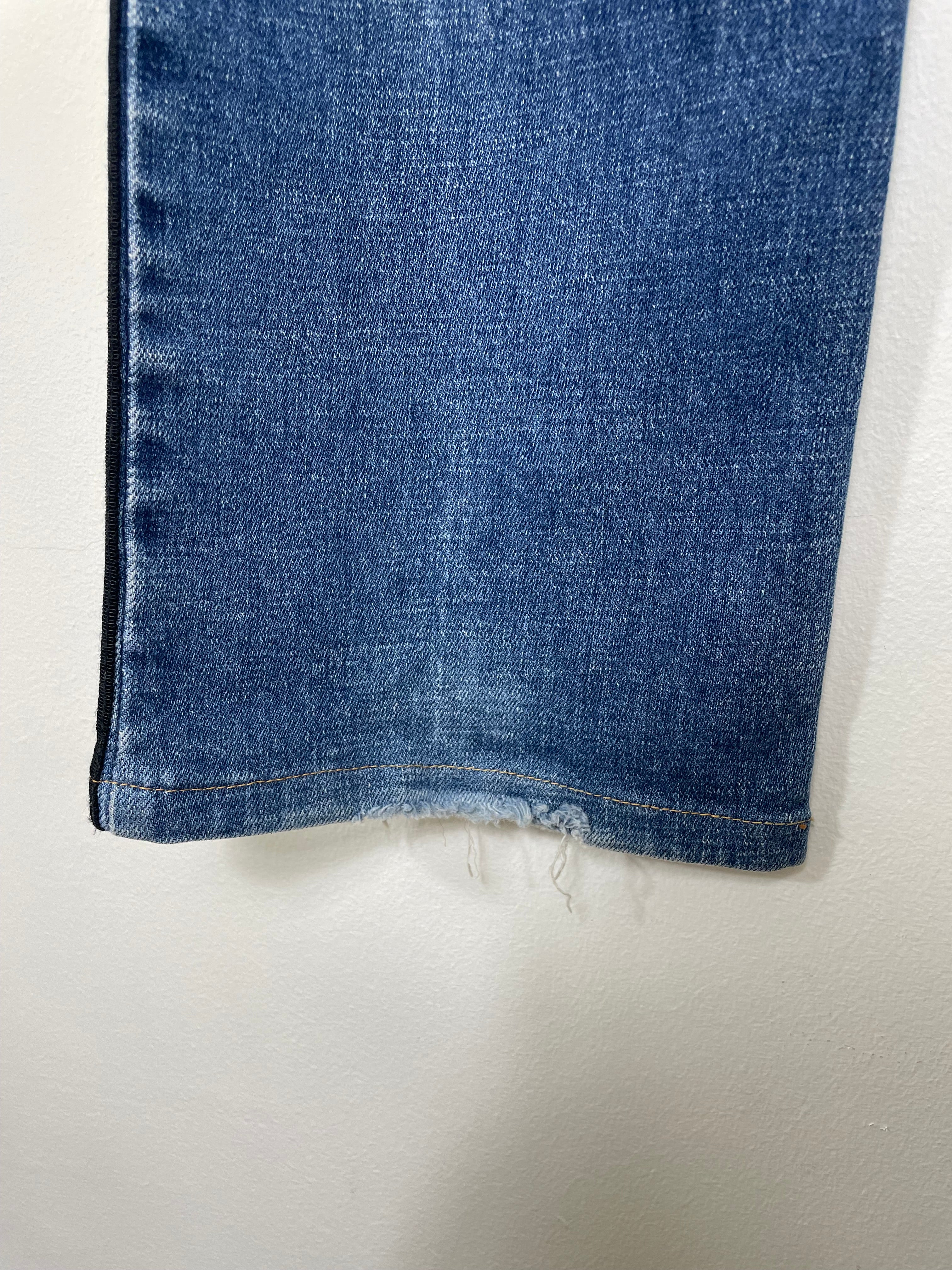 Roberto Cavalli Straight-Leg Denim Jeans with Black Parallel Stripes