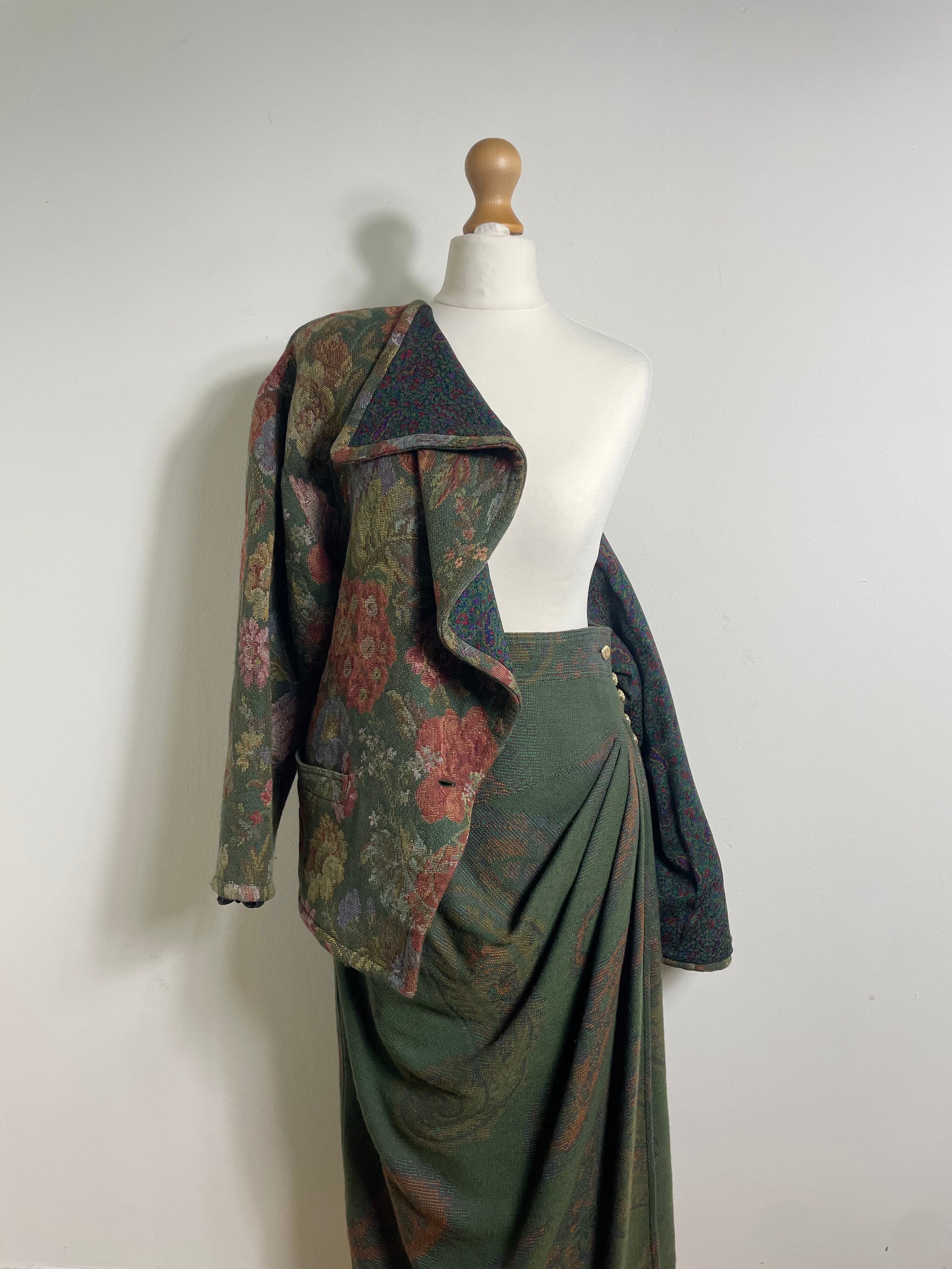 Emanuel Ungaro Vintage Floral Jacket and Wrap Skirt
