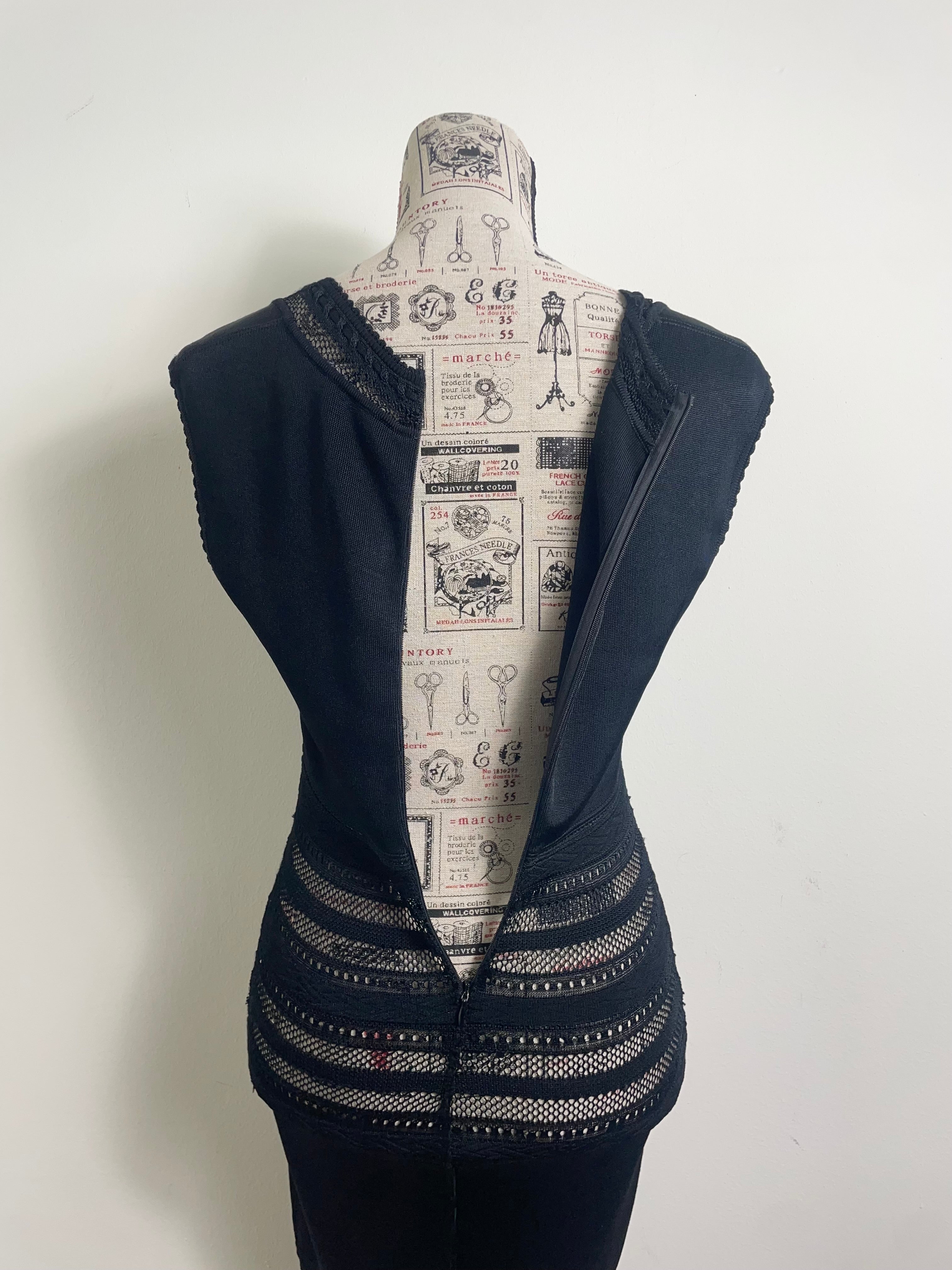 Alaïa Spring 1993 Vintage Crochet Black Insert Knit Dress