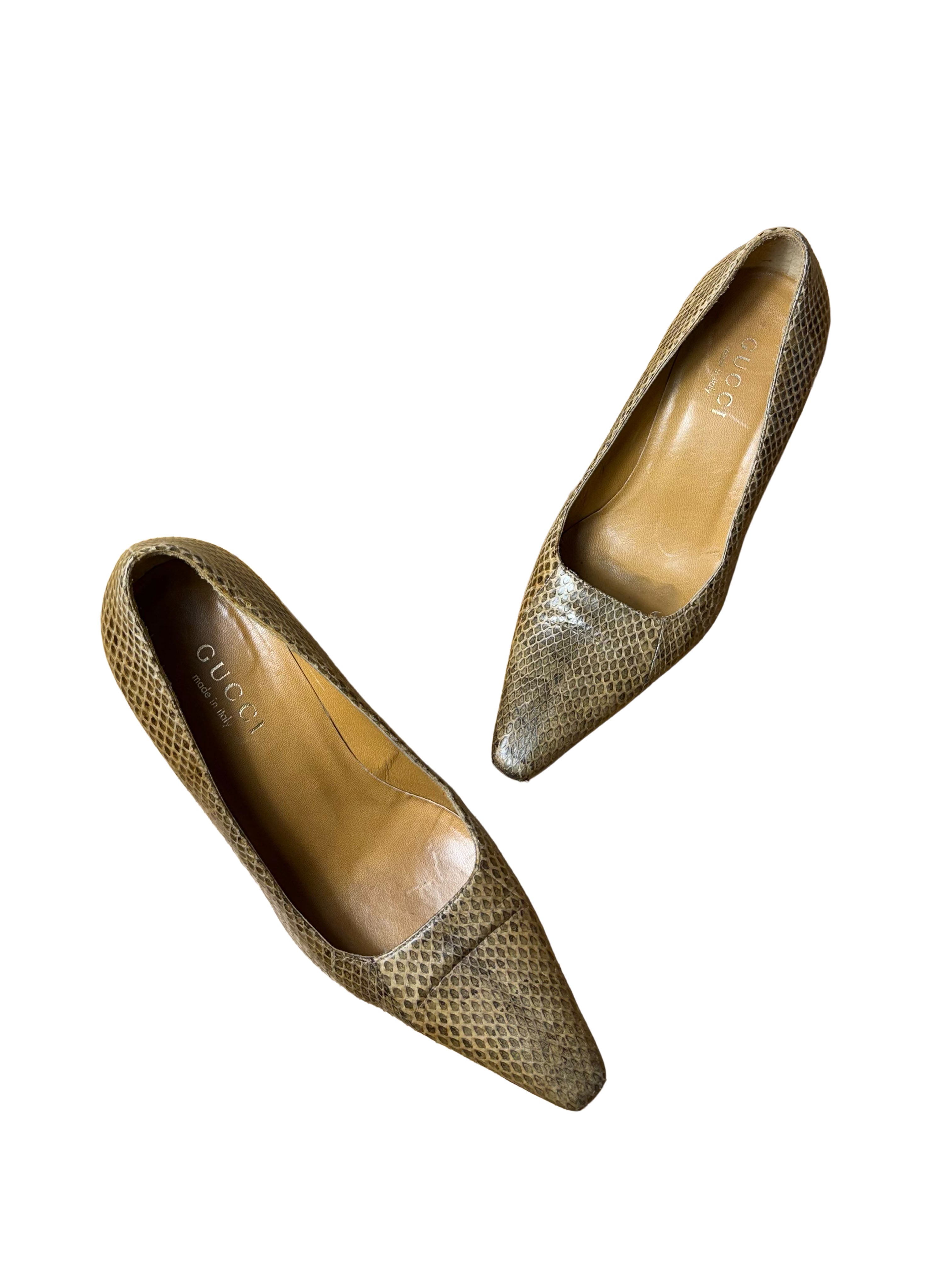 Gucci Ayer 90s Snakeskin Pumps
