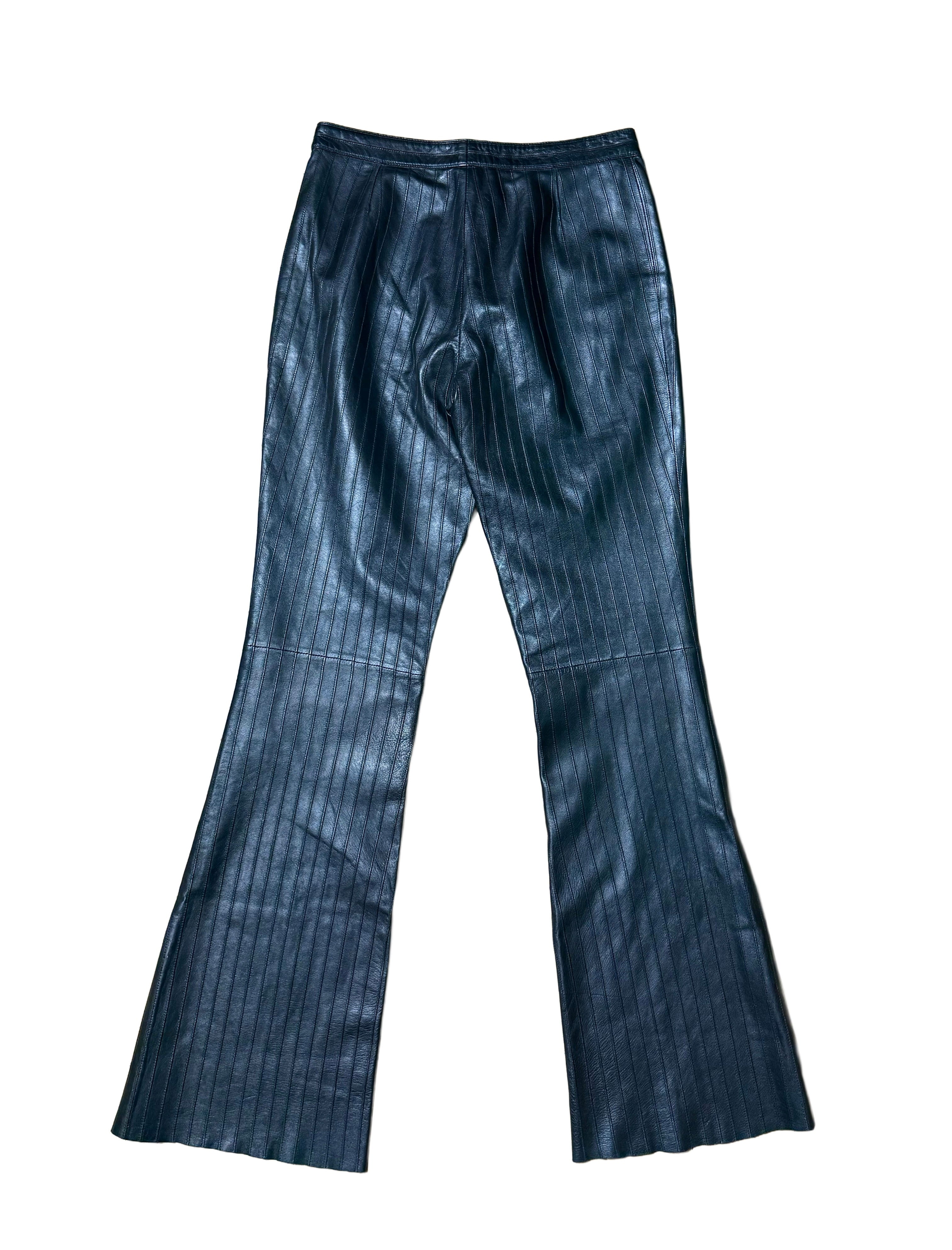 Gucci FW 1999 Pinstripe Leather Bootcut Trousers