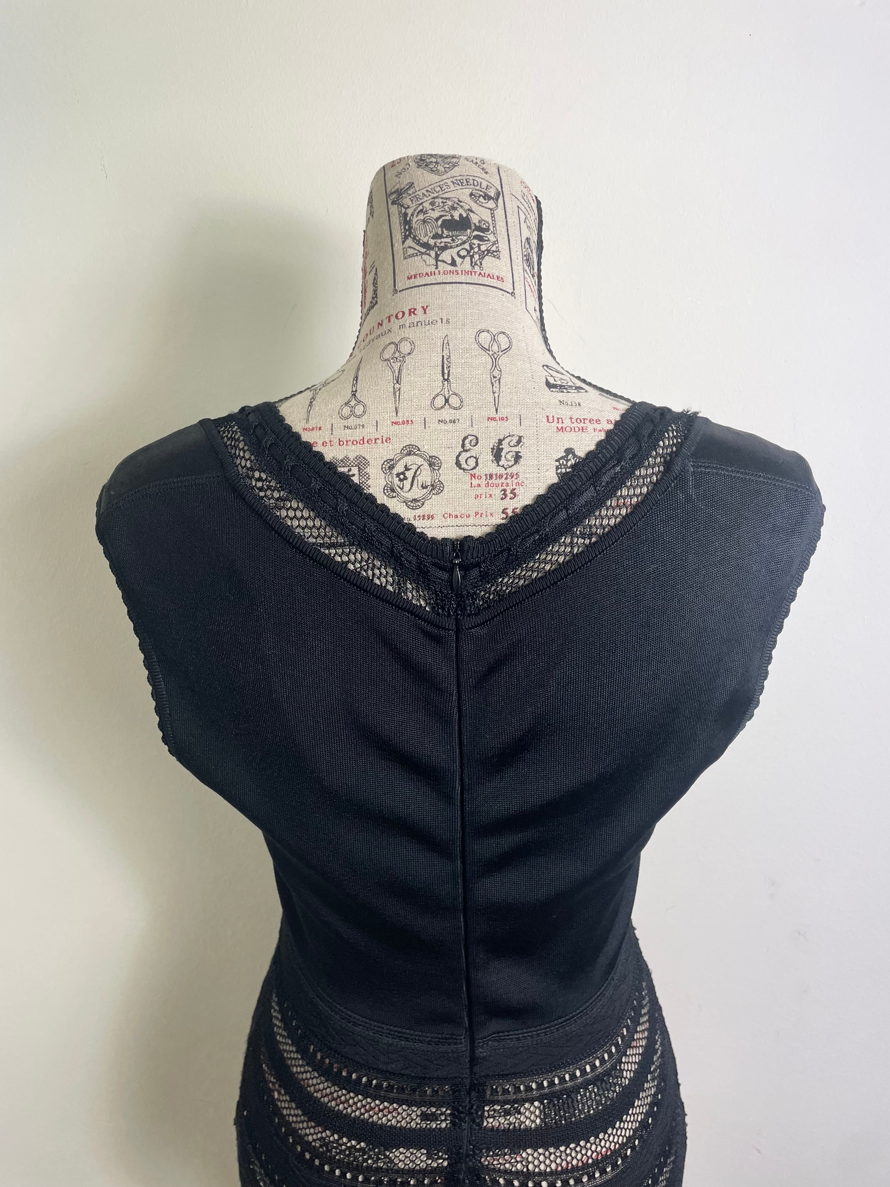 Alaïa Spring 1993 Vintage Crochet Black Insert Knit Dress
