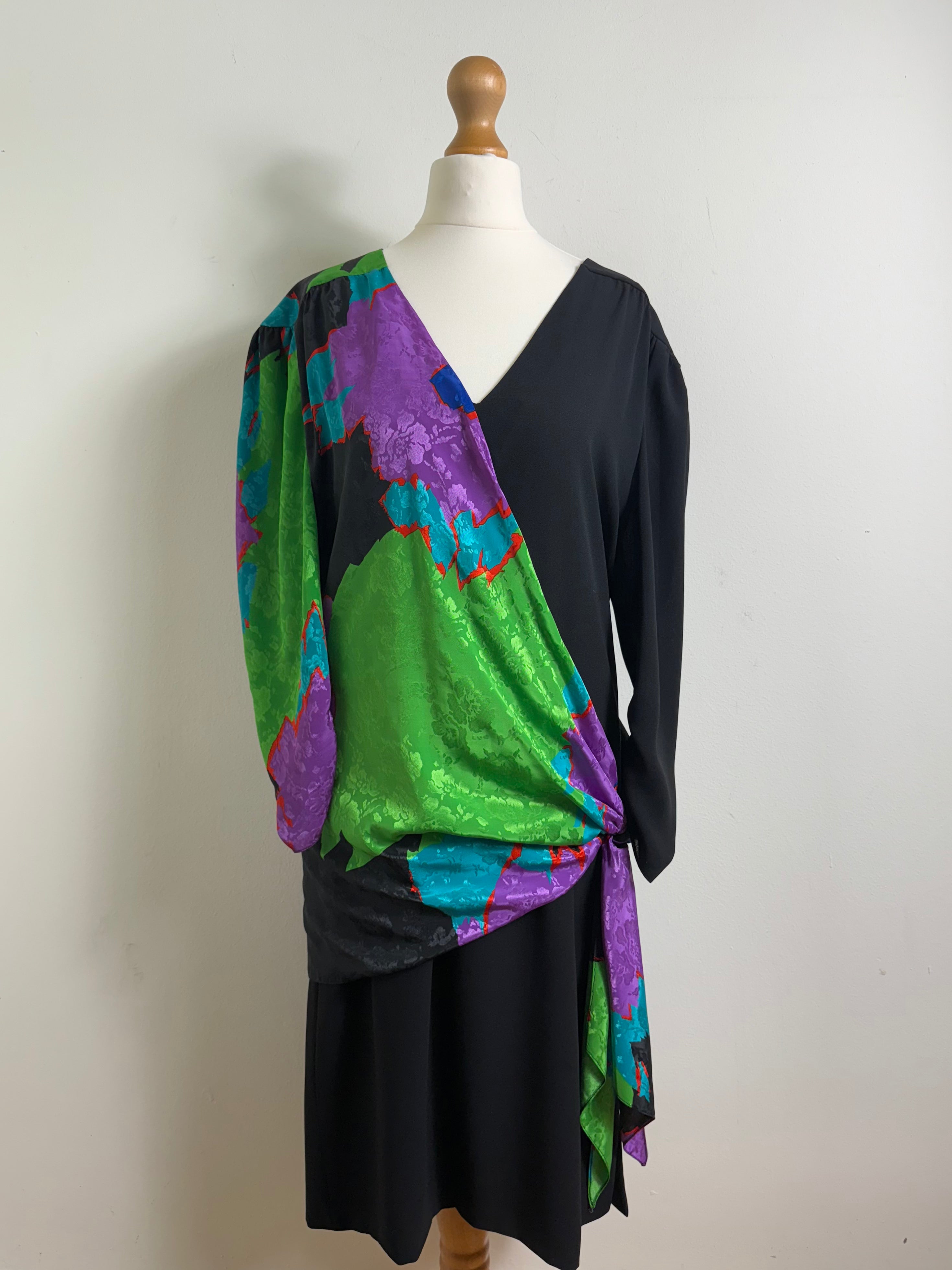 Frank Usher Vintage 1980s Drop Waist Dress 