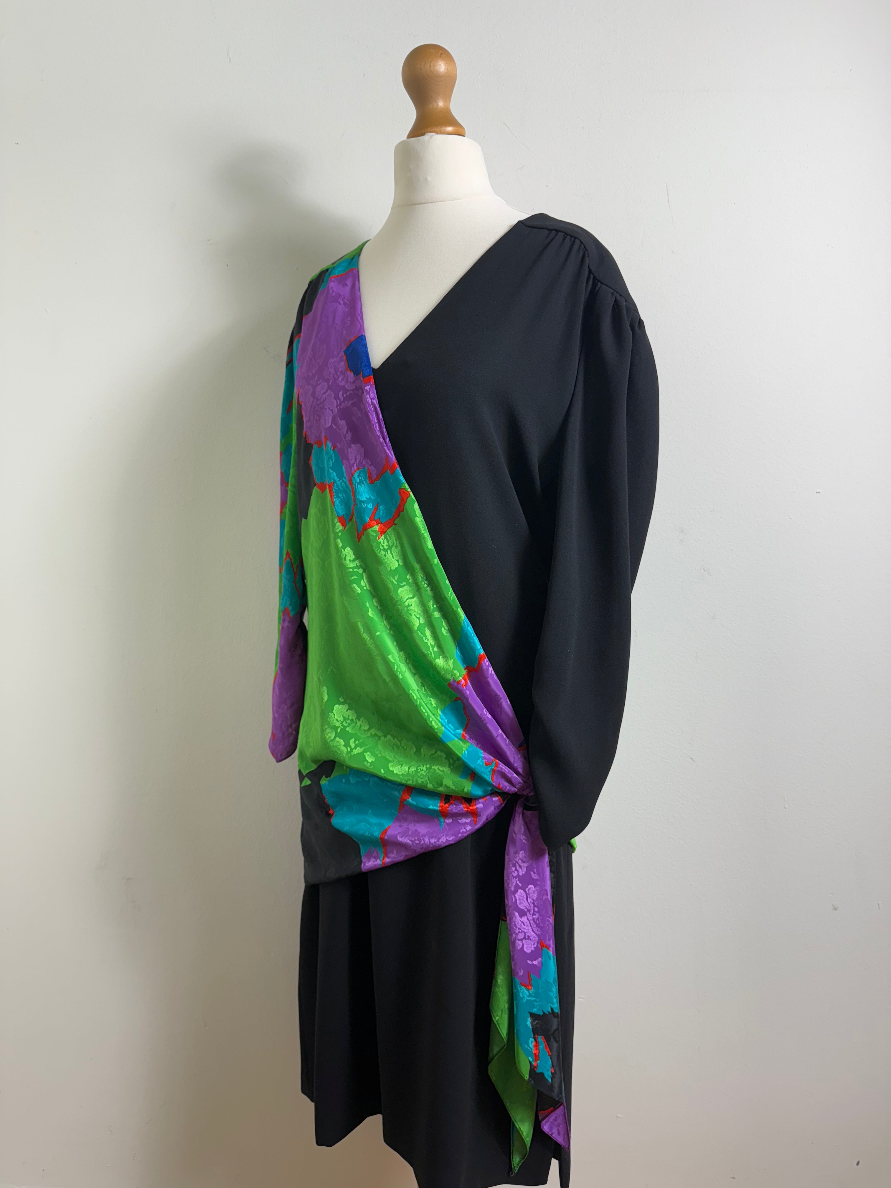 Frank Usher Vintage 1980s Drop Waist Dress 