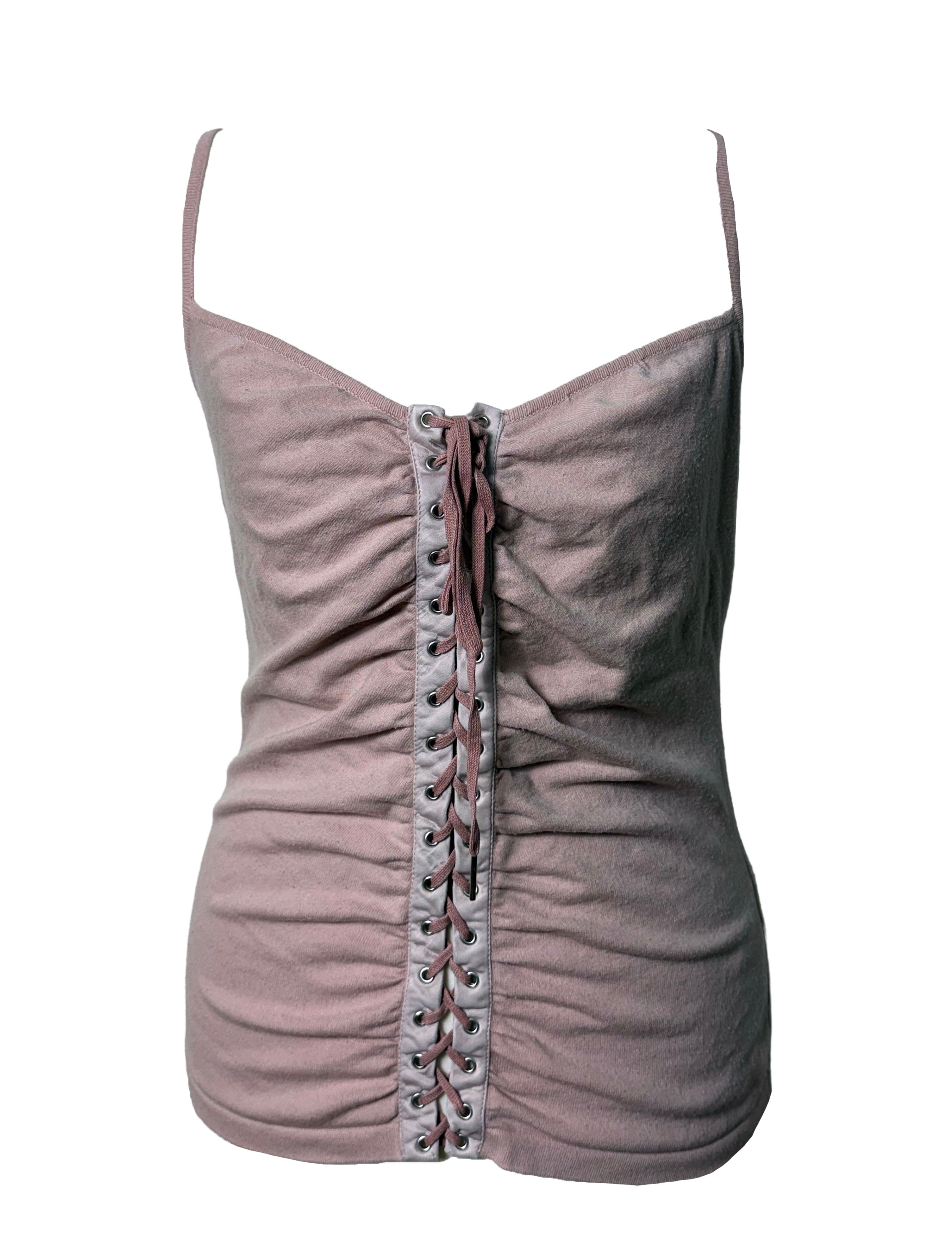 Dolce & Gabbana Pink Lace-up Cami