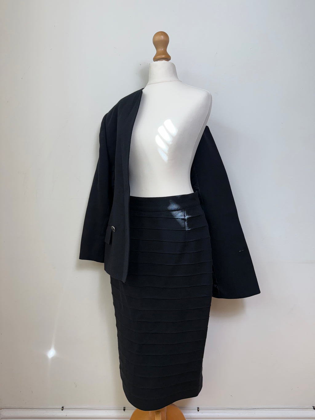 Gianni Versace Vintage Black Wool Blazer and Skirt Set
