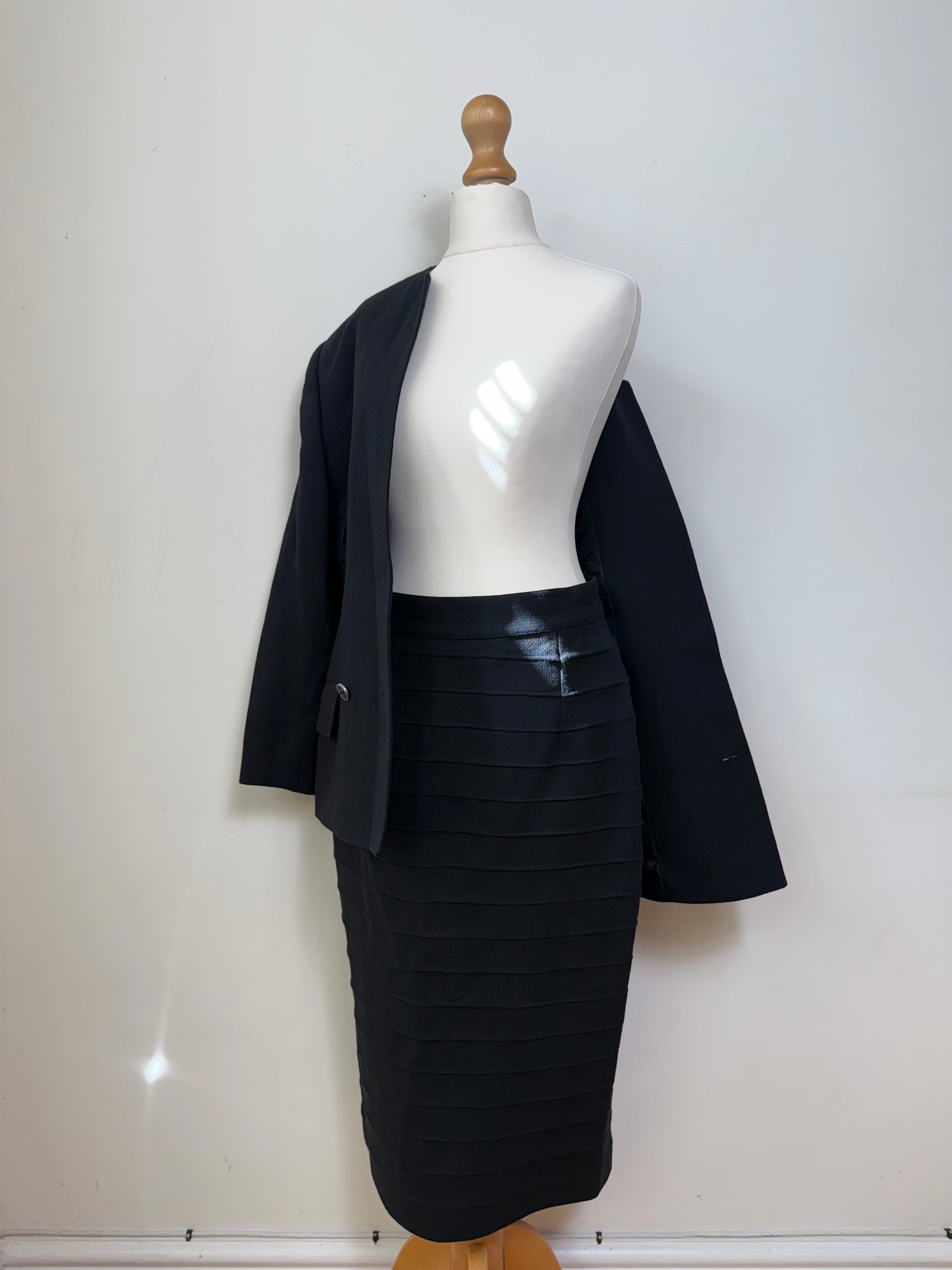 Gianni Versace Vintage Black Wool Blazer and Skirt Set