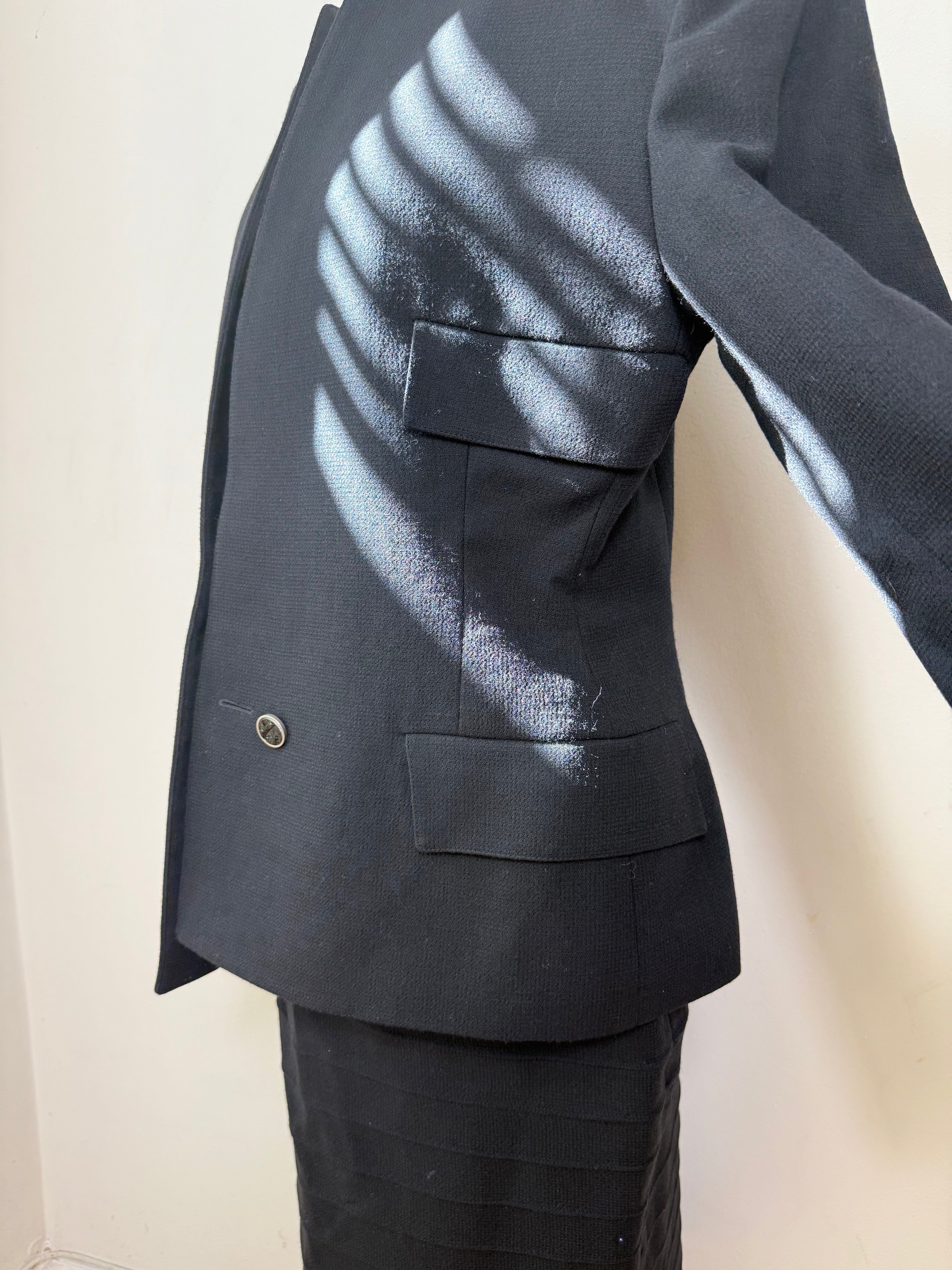 Gianni Versace Vintage Black Wool Blazer and Skirt Set