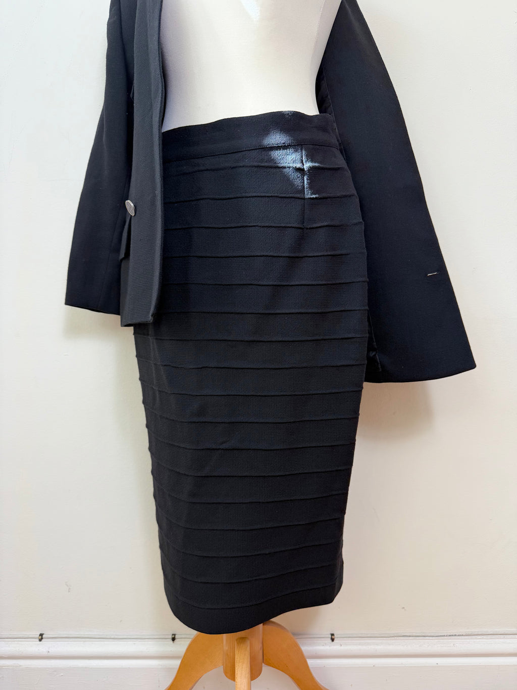 Gianni Versace Vintage Black Wool Blazer and Skirt Set
