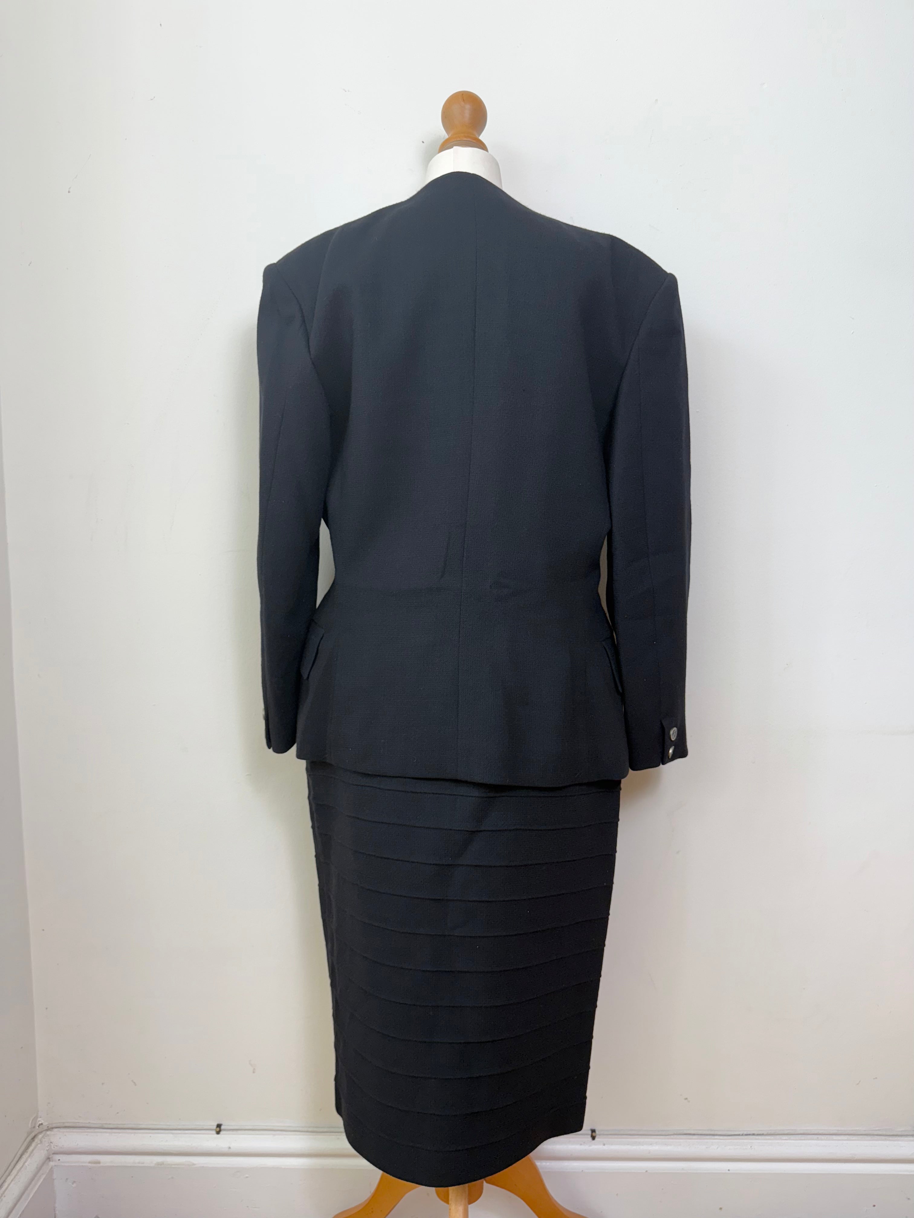 Gianni Versace Vintage Black Wool Blazer and Skirt Set