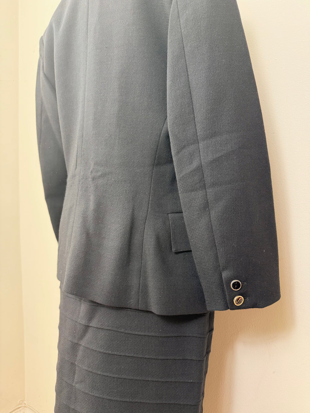 Gianni Versace Vintage Black Wool Blazer and Skirt Set