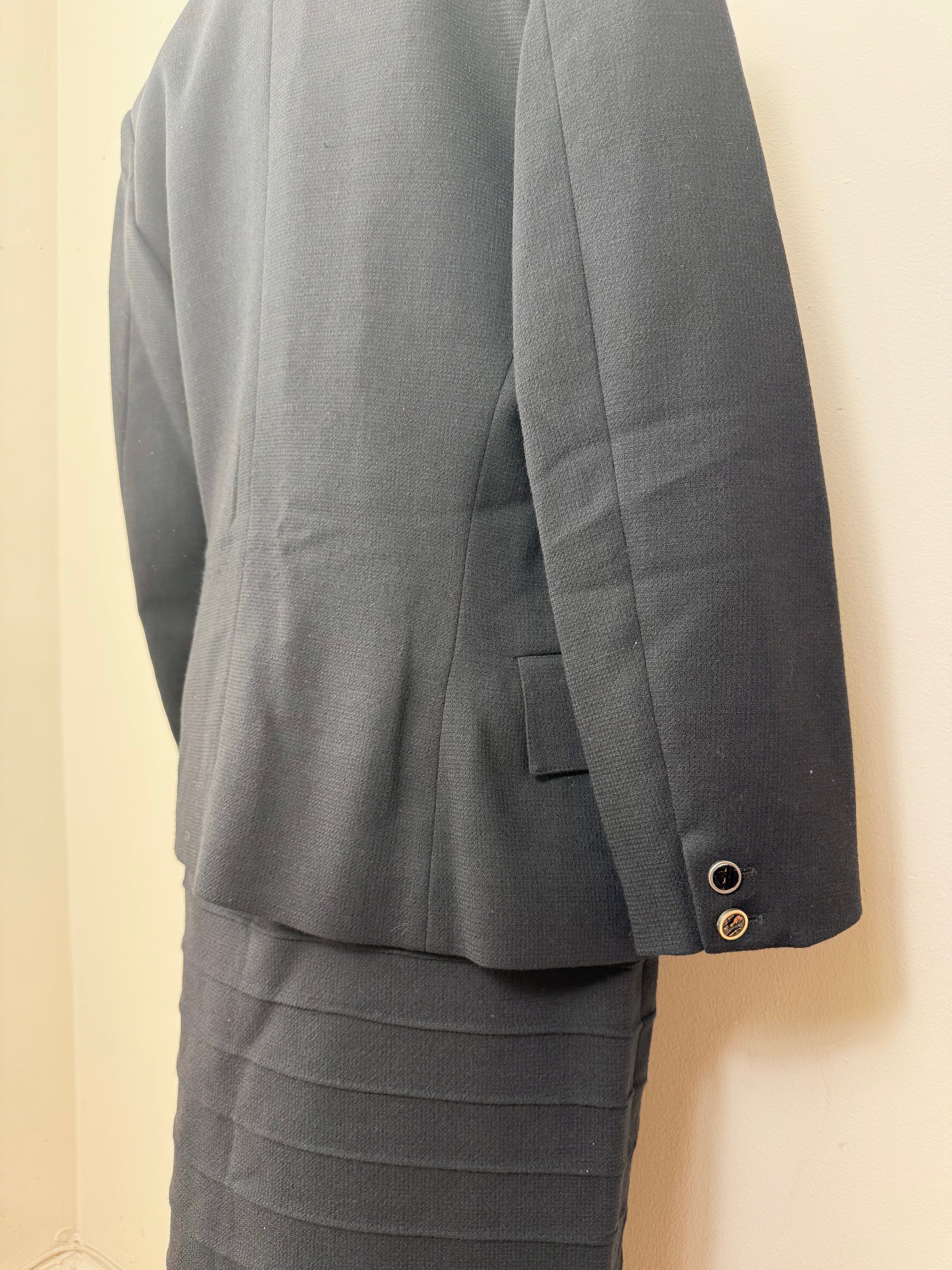 Gianni Versace Vintage Black Wool Blazer and Skirt Set