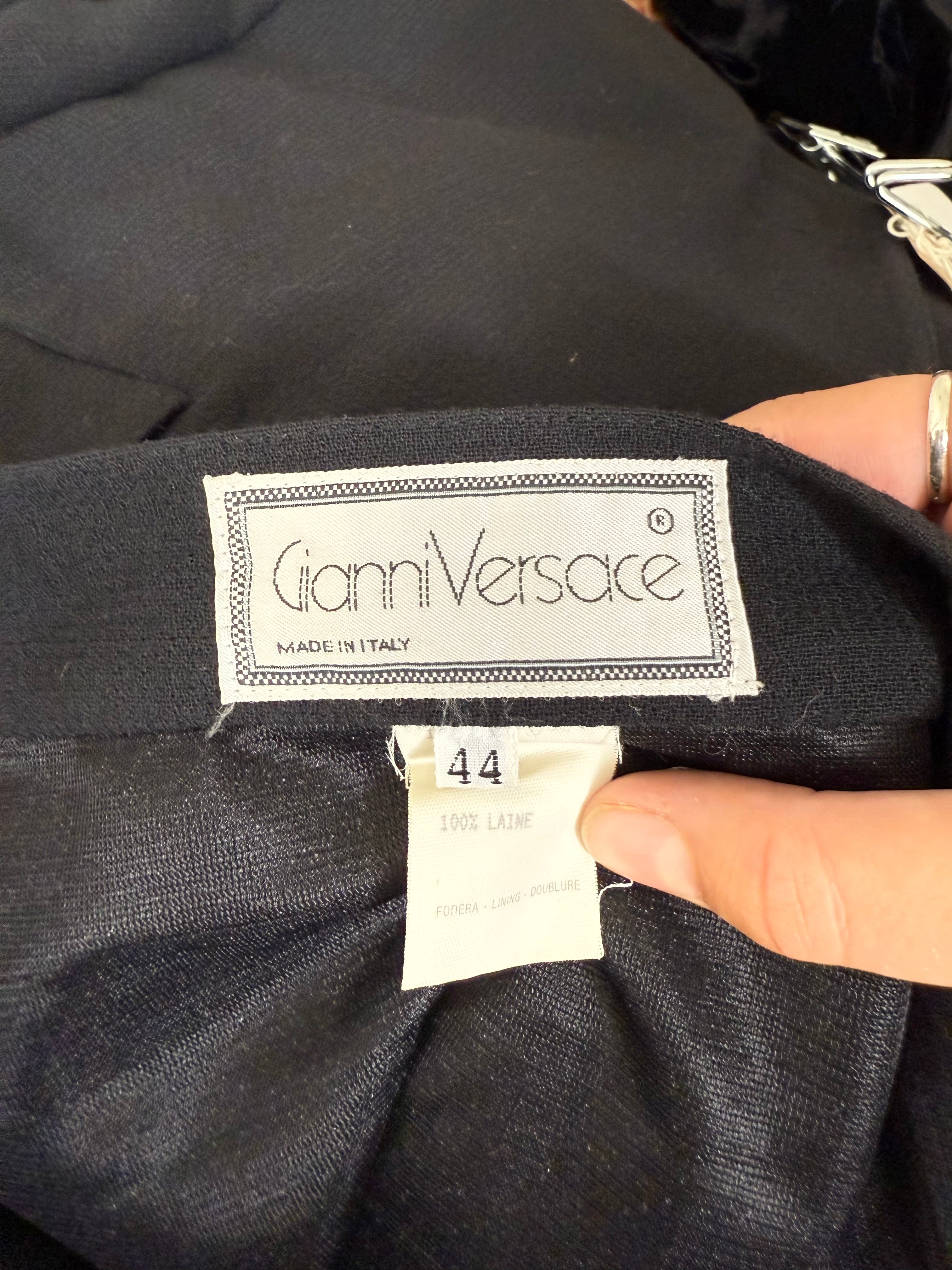 Gianni Versace Vintage Black Wool Blazer and Skirt Set