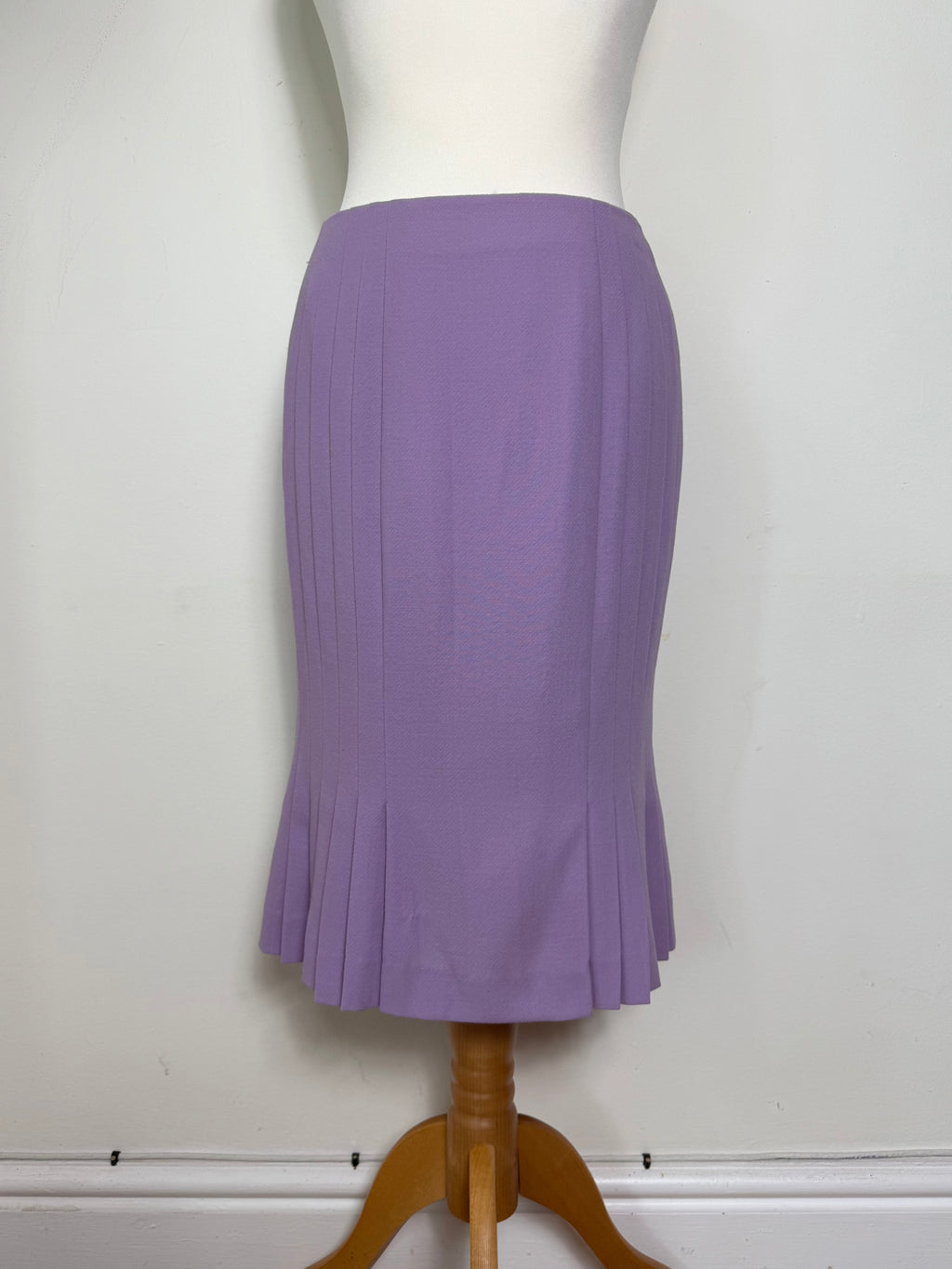 Gianni Versace Vintage Lilac Pleated A-Line Midi Skirt