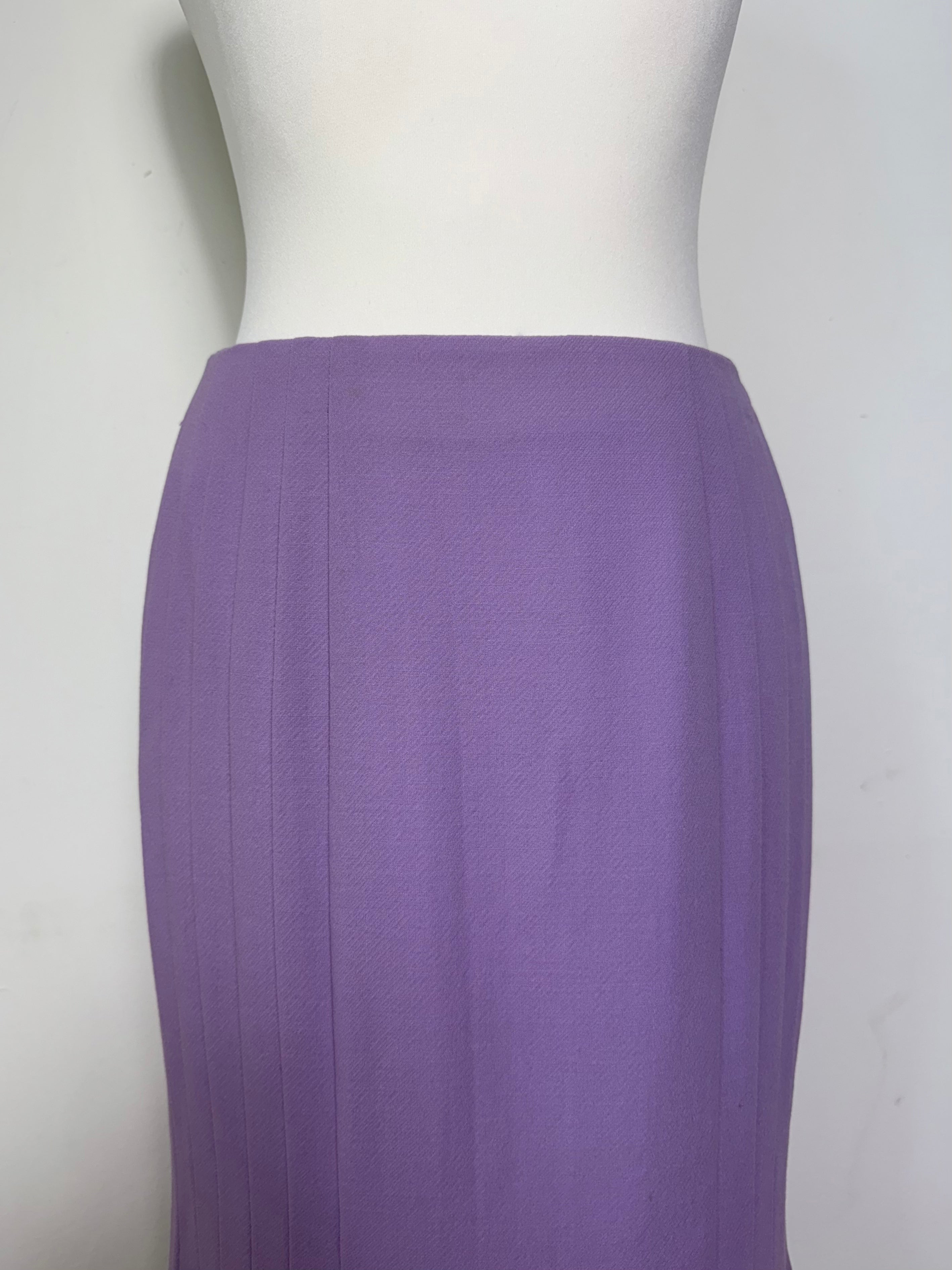 Gianni Versace Vintage Lilac Pleated A-Line Midi Skirt