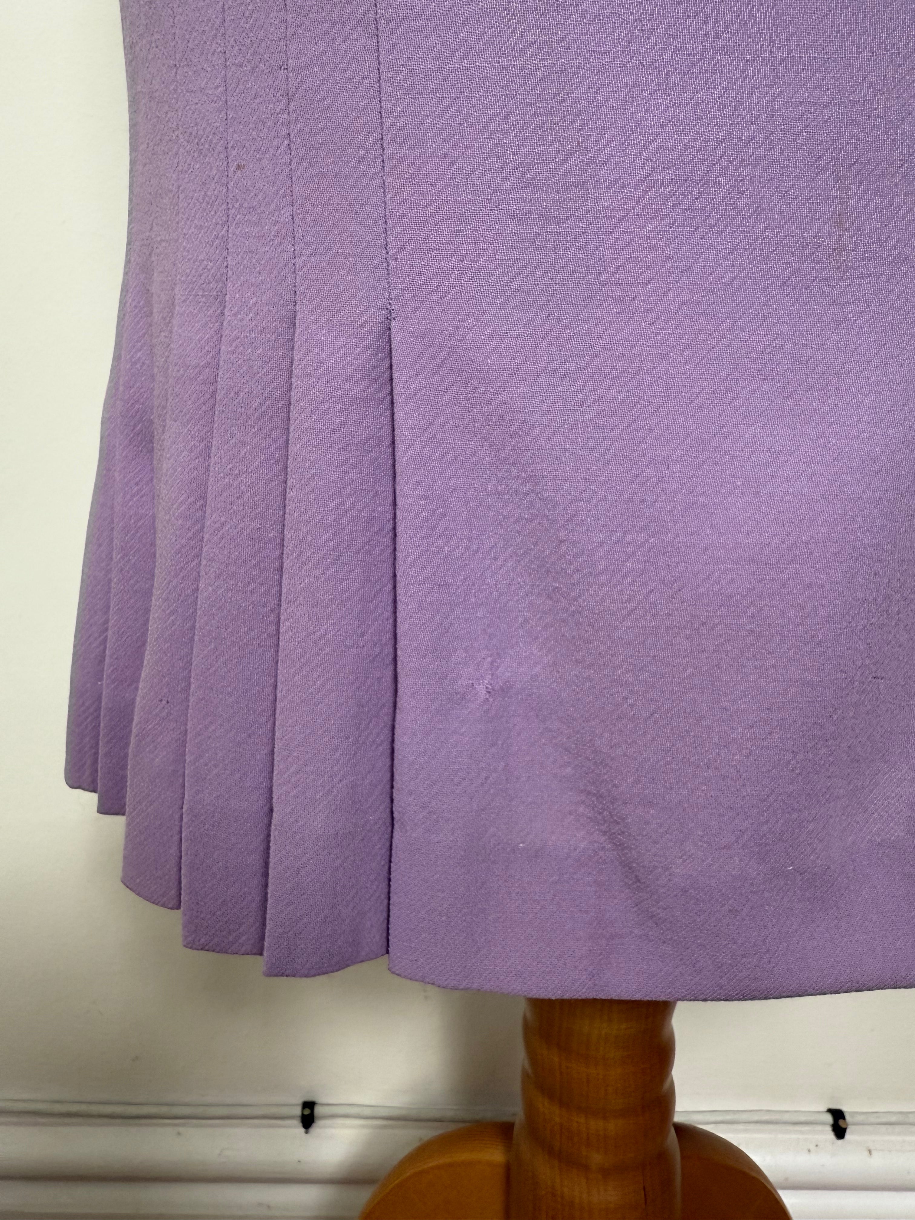 Gianni Versace Vintage Lilac Pleated A-Line Midi Skirt