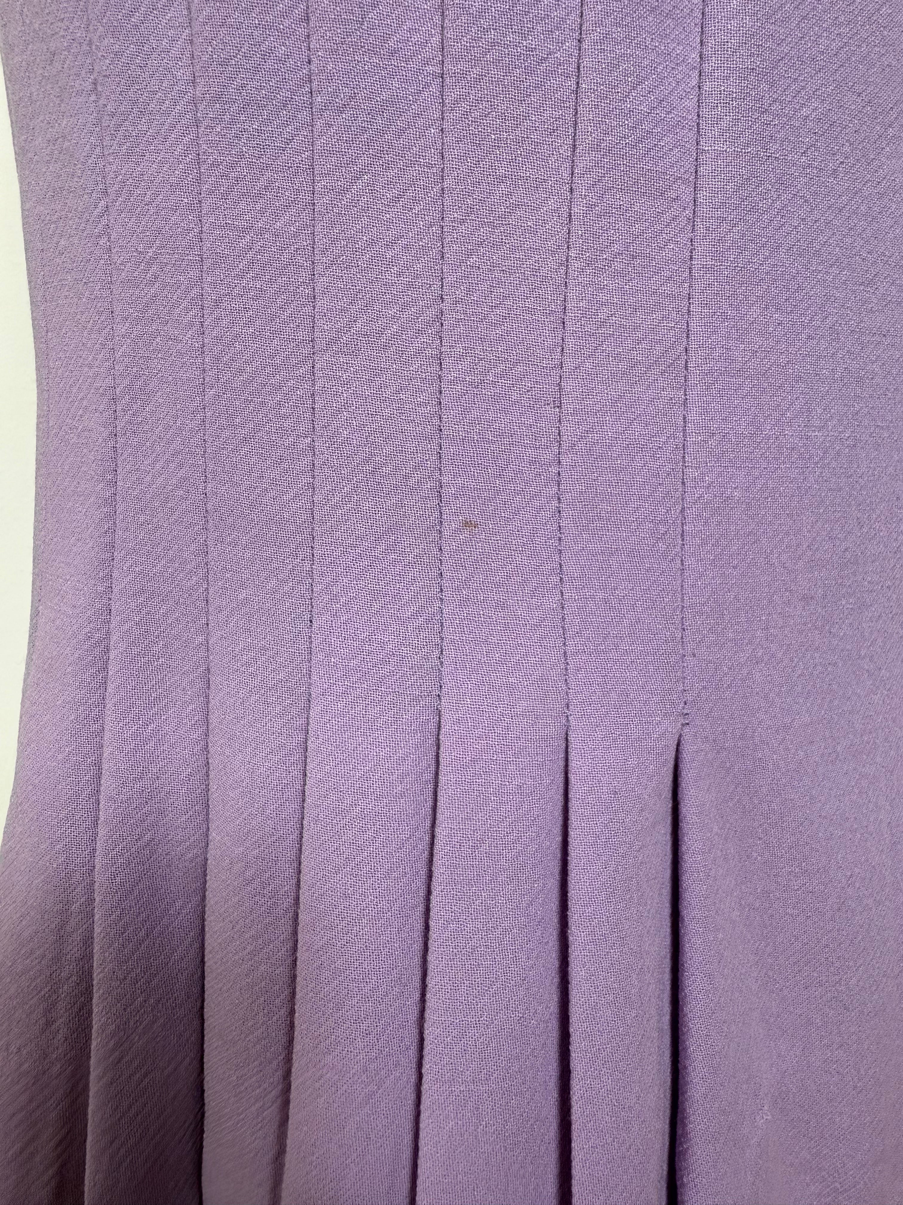 Gianni Versace Vintage Lilac Pleated A-Line Midi Skirt