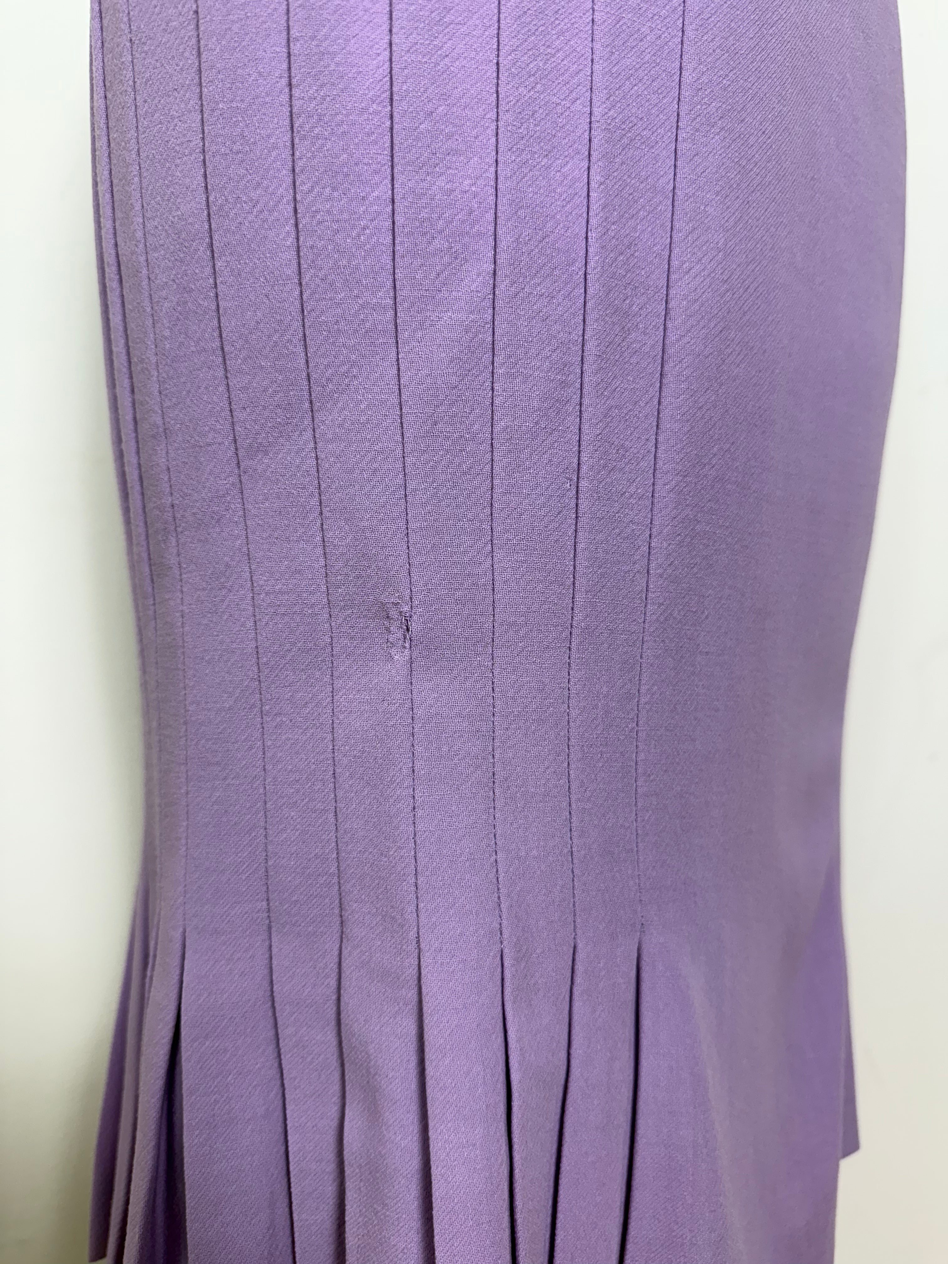 Gianni Versace Vintage Lilac Pleated A-Line Midi Skirt