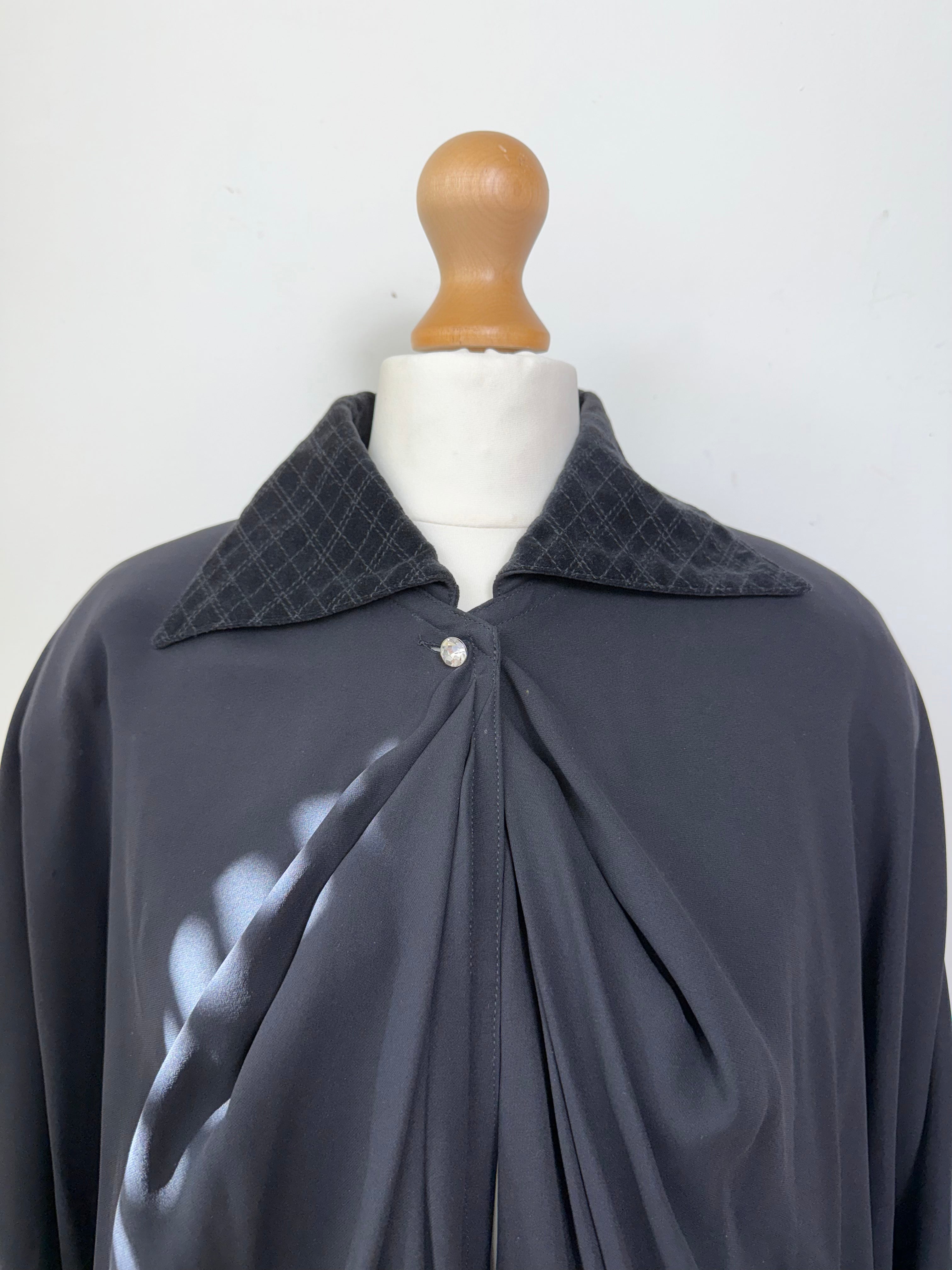 Gianni Versace Vintage Silk Blouse and Velvet Pencil Skirt Set