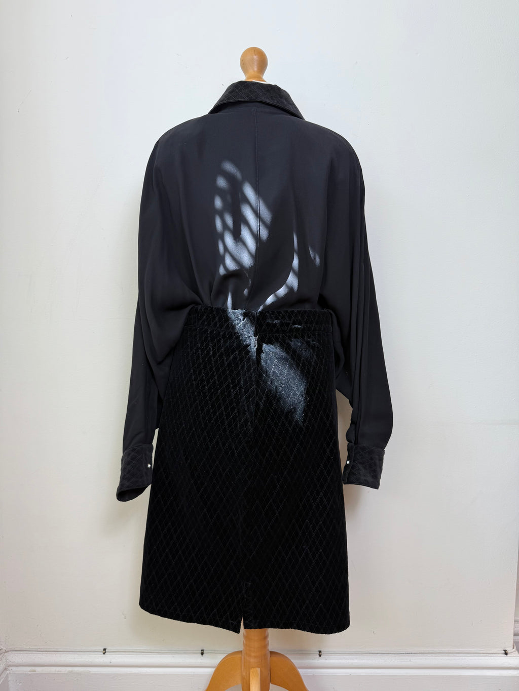 Gianni Versace Vintage Silk Blouse and Velvet Pencil Skirt Set