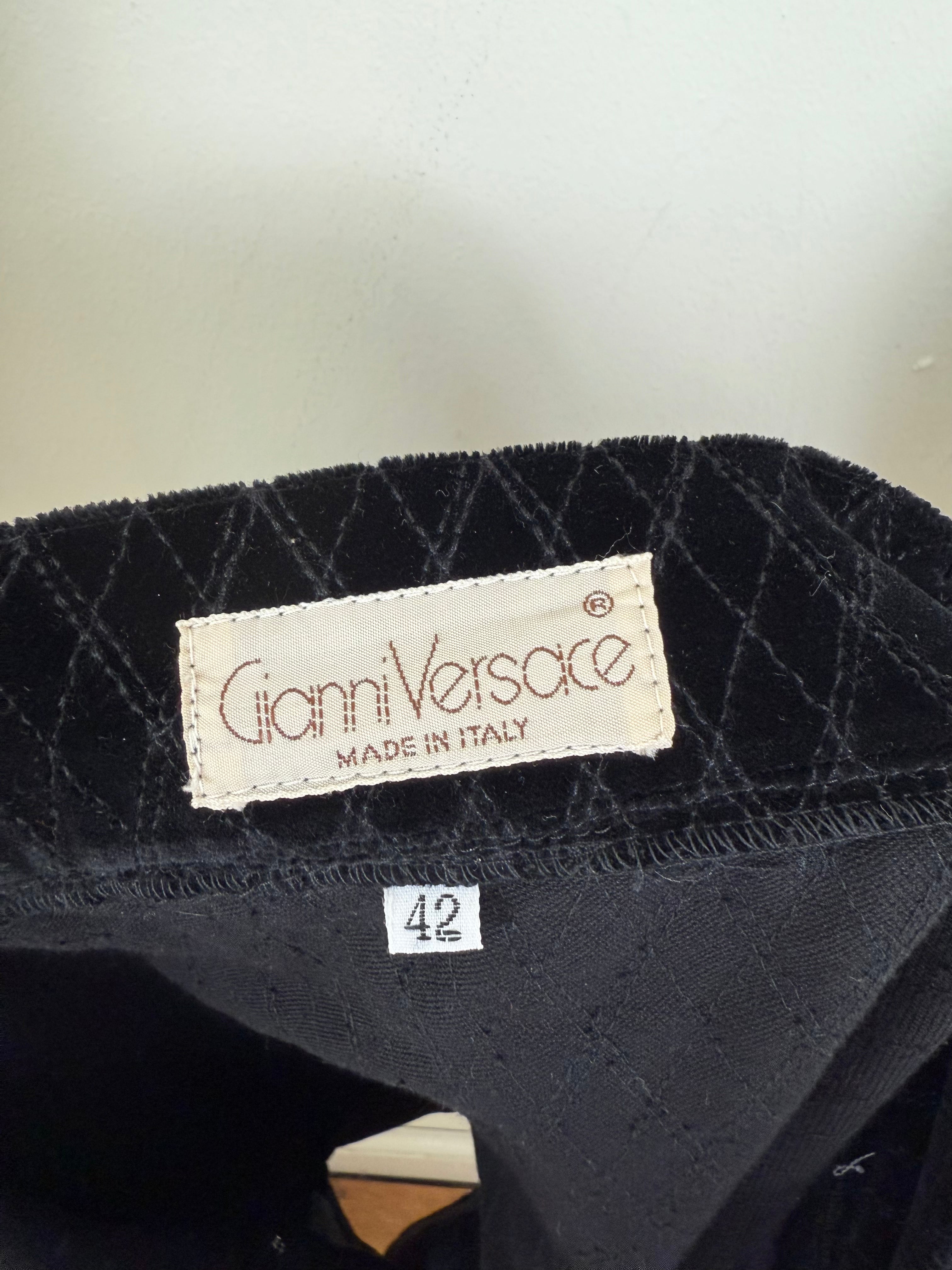 Gianni Versace Vintage Silk Blouse and Velvet Pencil Skirt Set