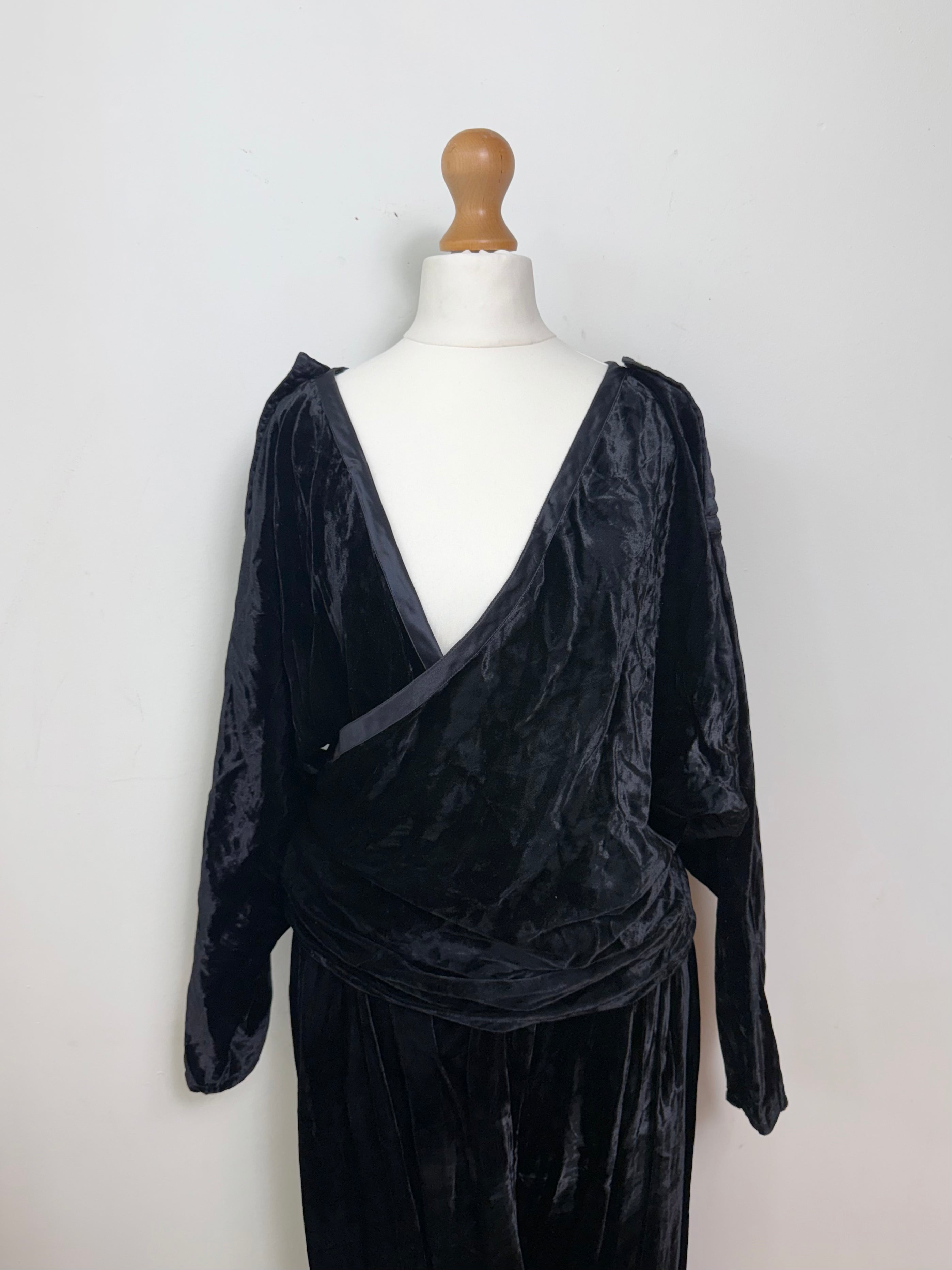 Gianni Versace Vintage Velvet Wrap Top and Trousers