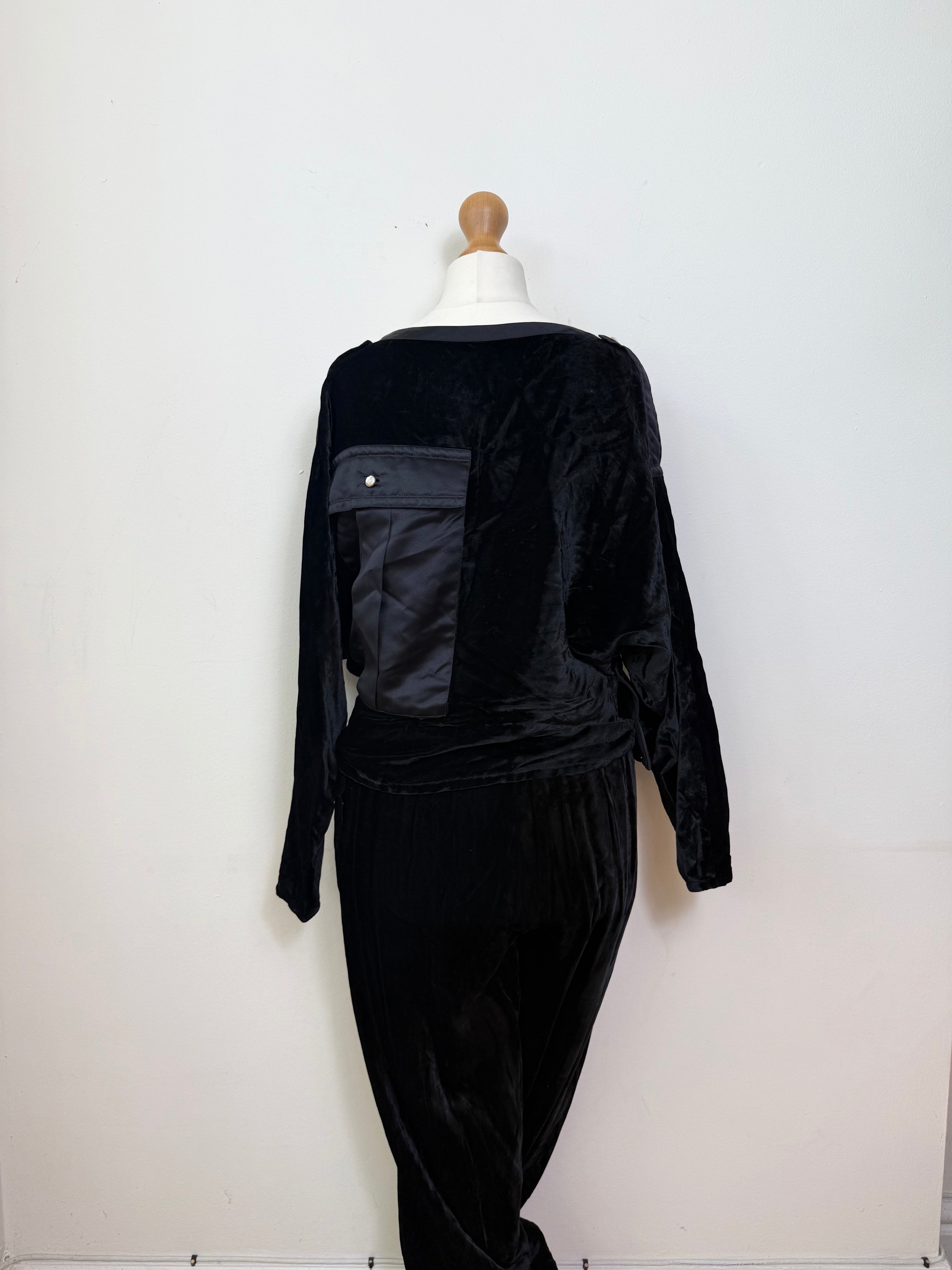 Gianni Versace Vintage Velvet Wrap Top and Trousers