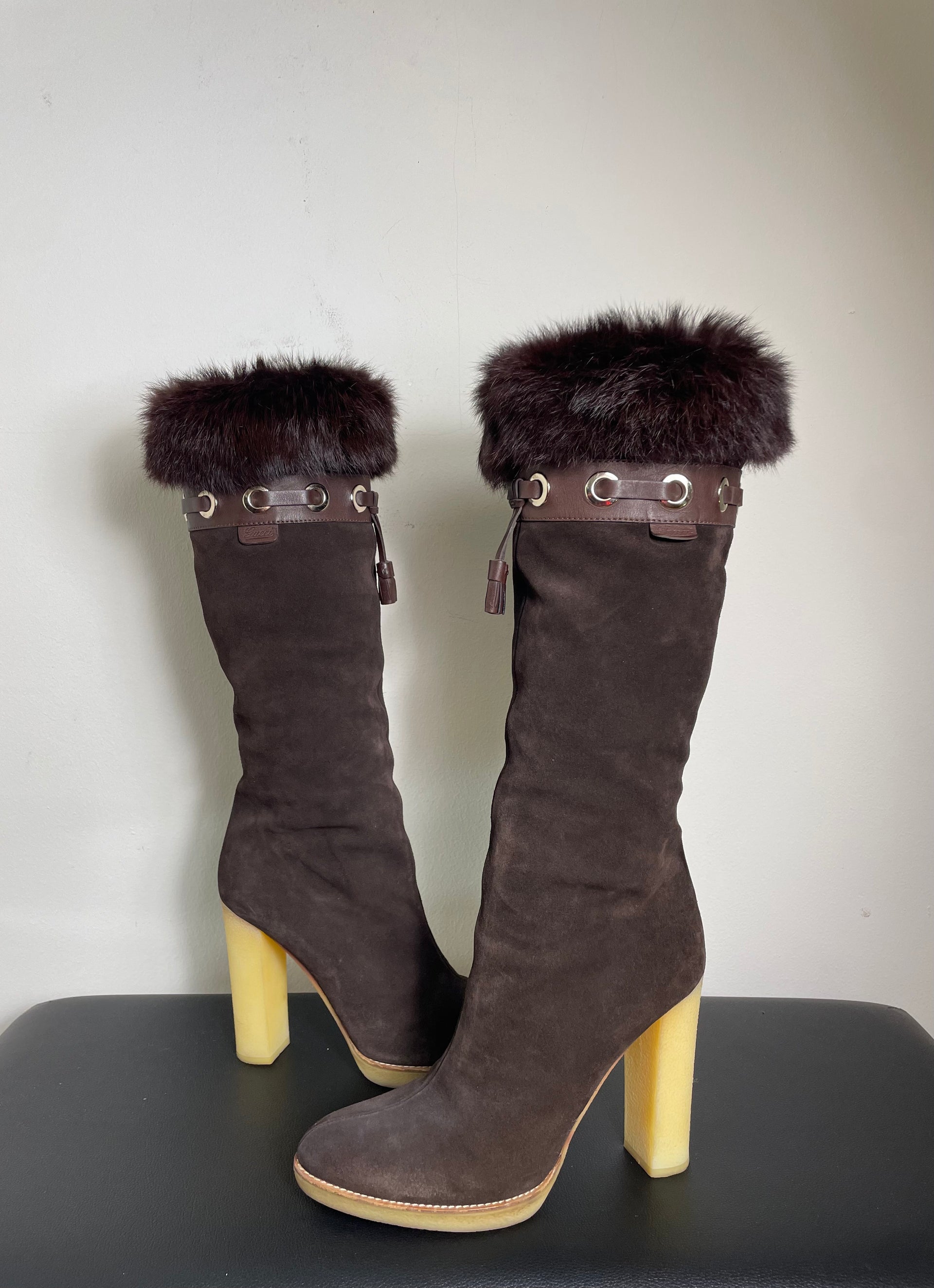 靴 Gucci by Tom Ford Fur Lined Rider Boots Gucci by Tom Ford Fur Lined Rider Boots – Vertical Rags
