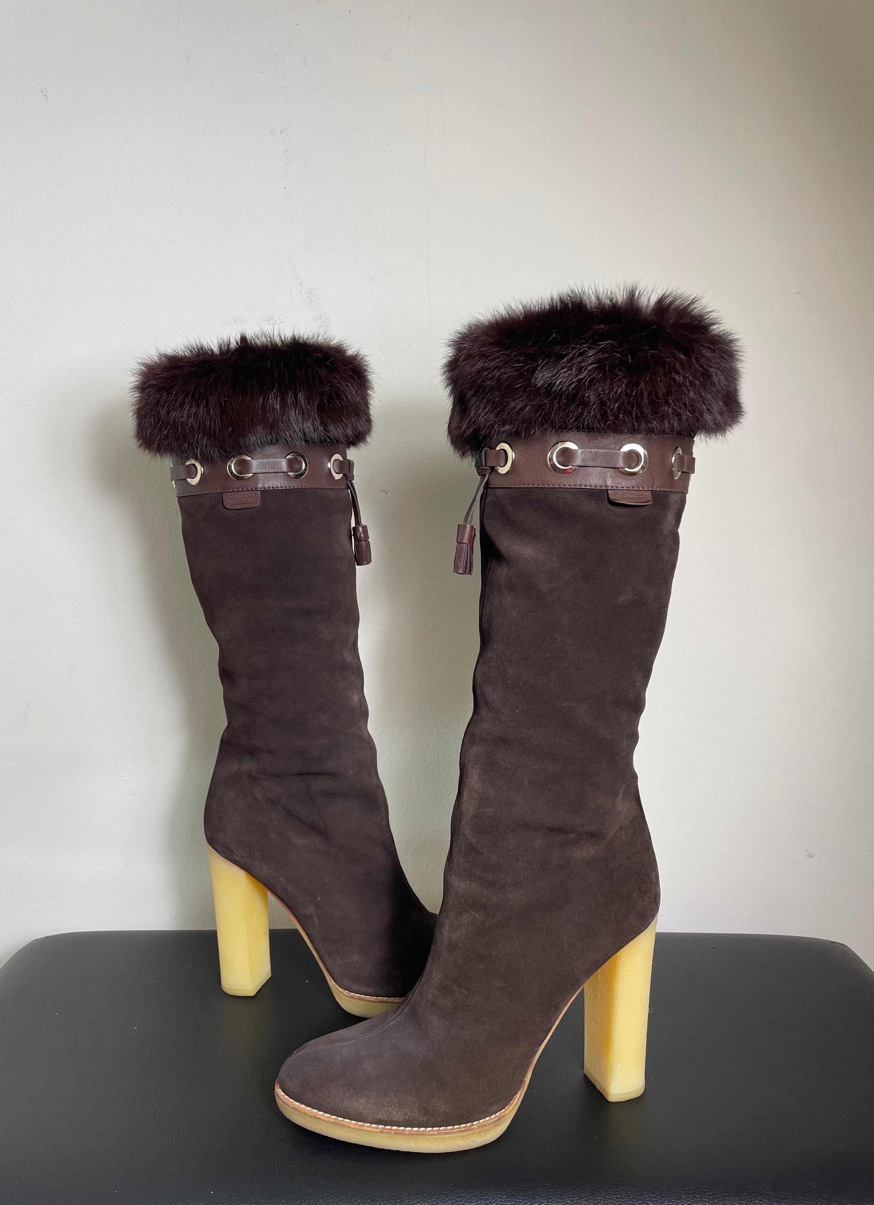 Gucci by Tom Ford Suede Mink Boots
