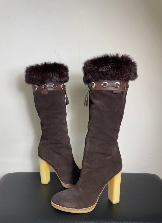Gucci by Tom Ford Suede Mink Boots