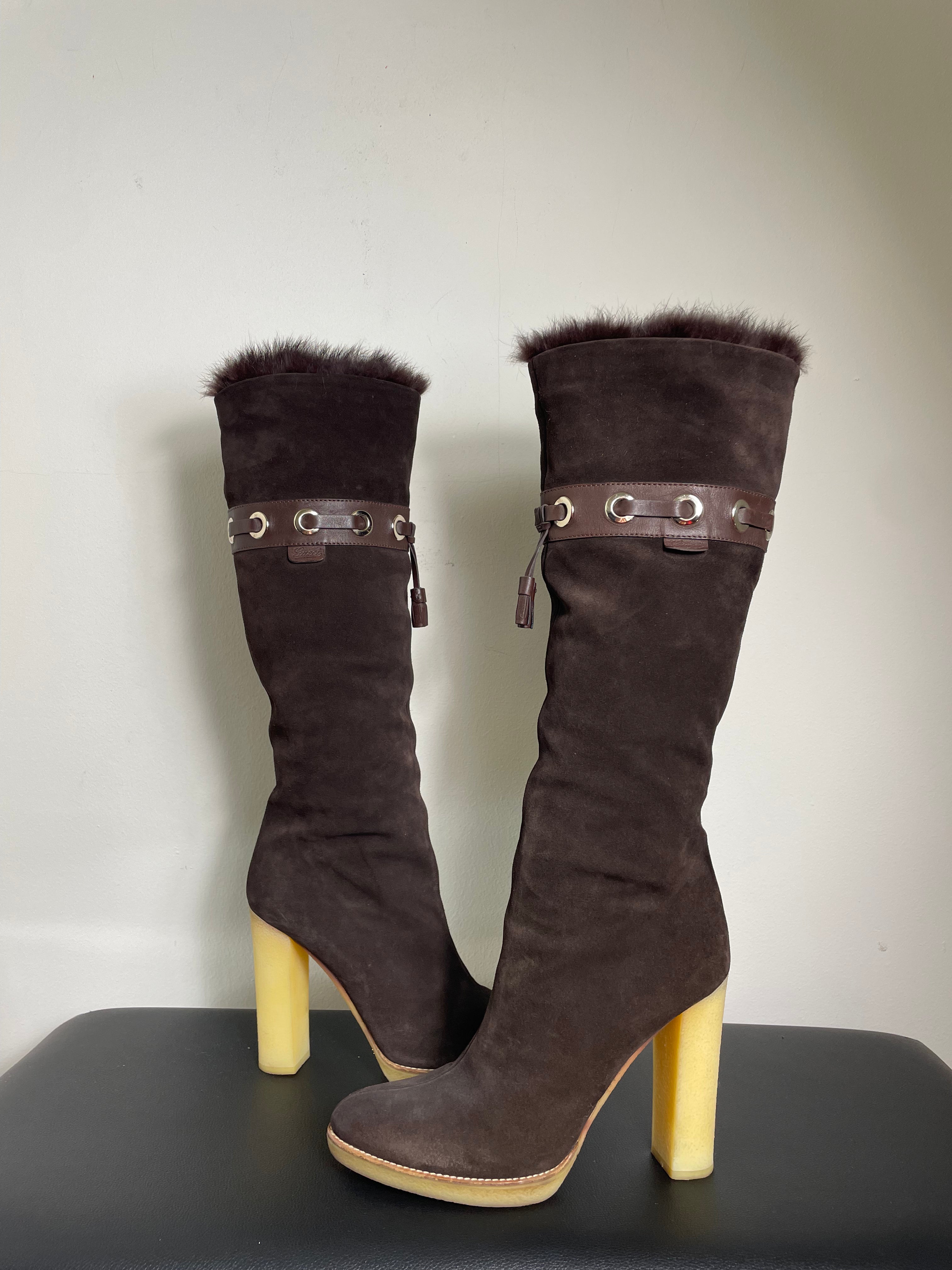 Gucci by Tom Ford Suede Mink Boots