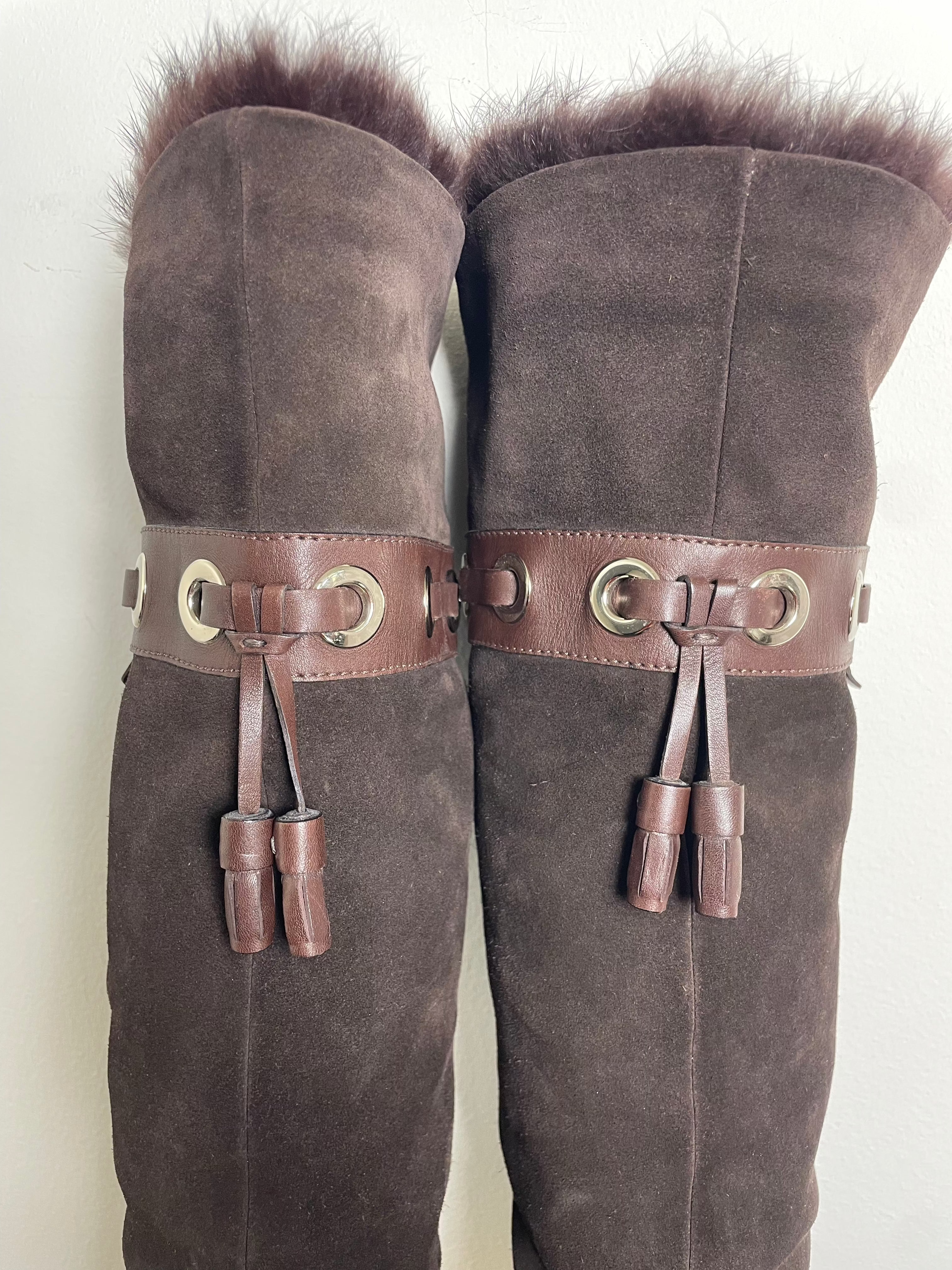 Gucci by Tom Ford Suede Mink Boots