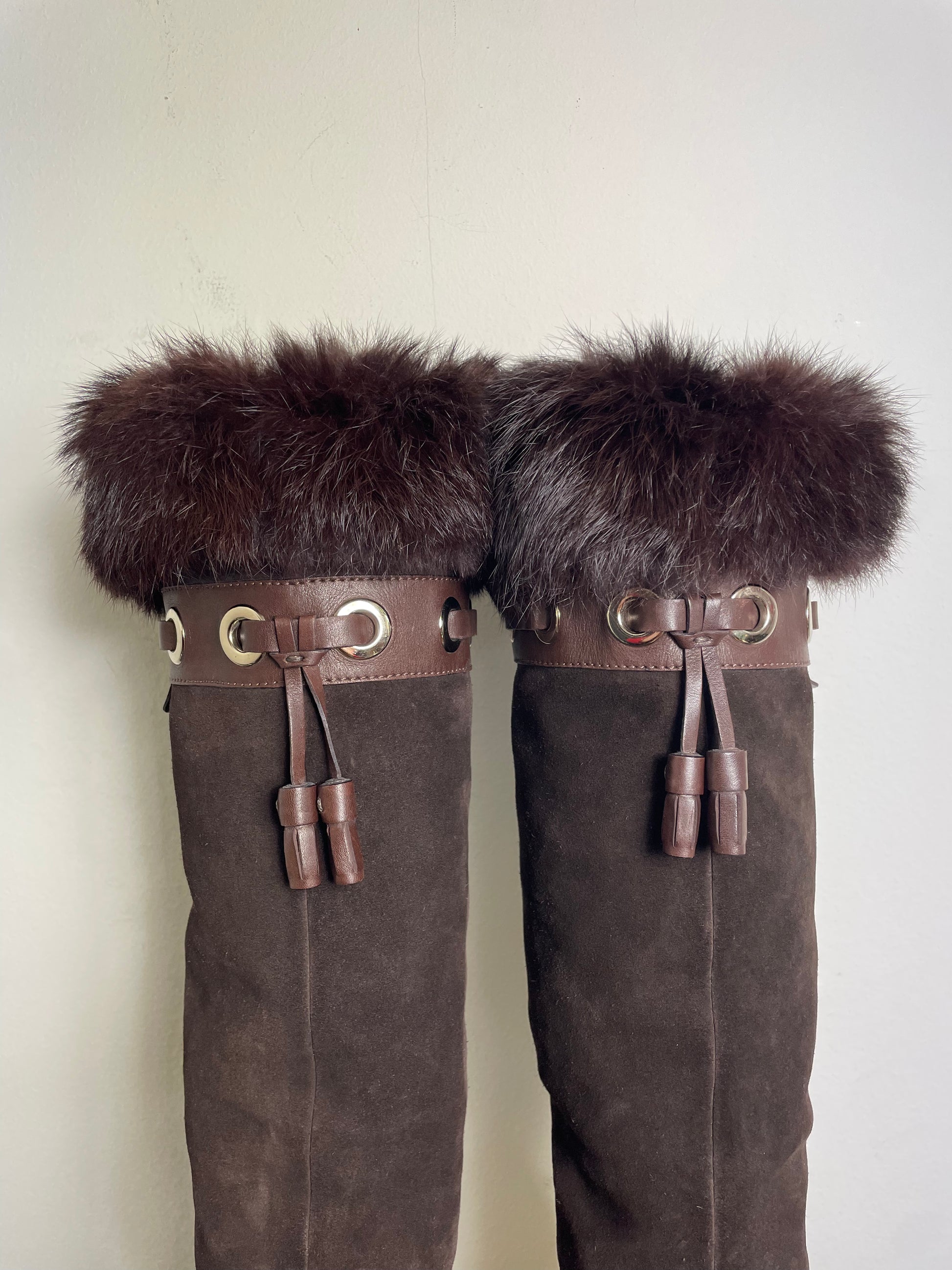 Gucci by Tom Ford Suede Mink Boots