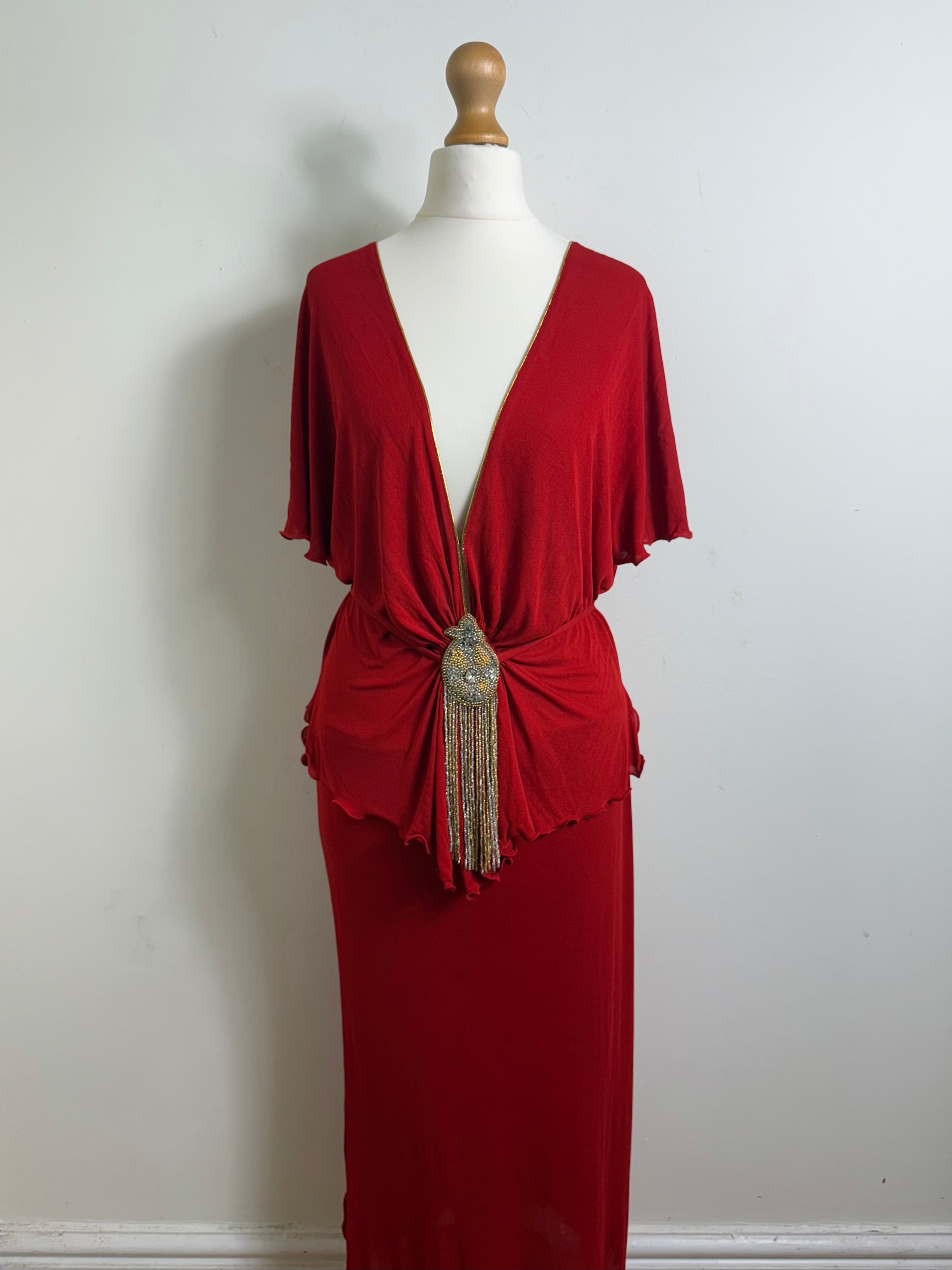Hidy Misawa Vintage 1970s Red Matching Skirt Set