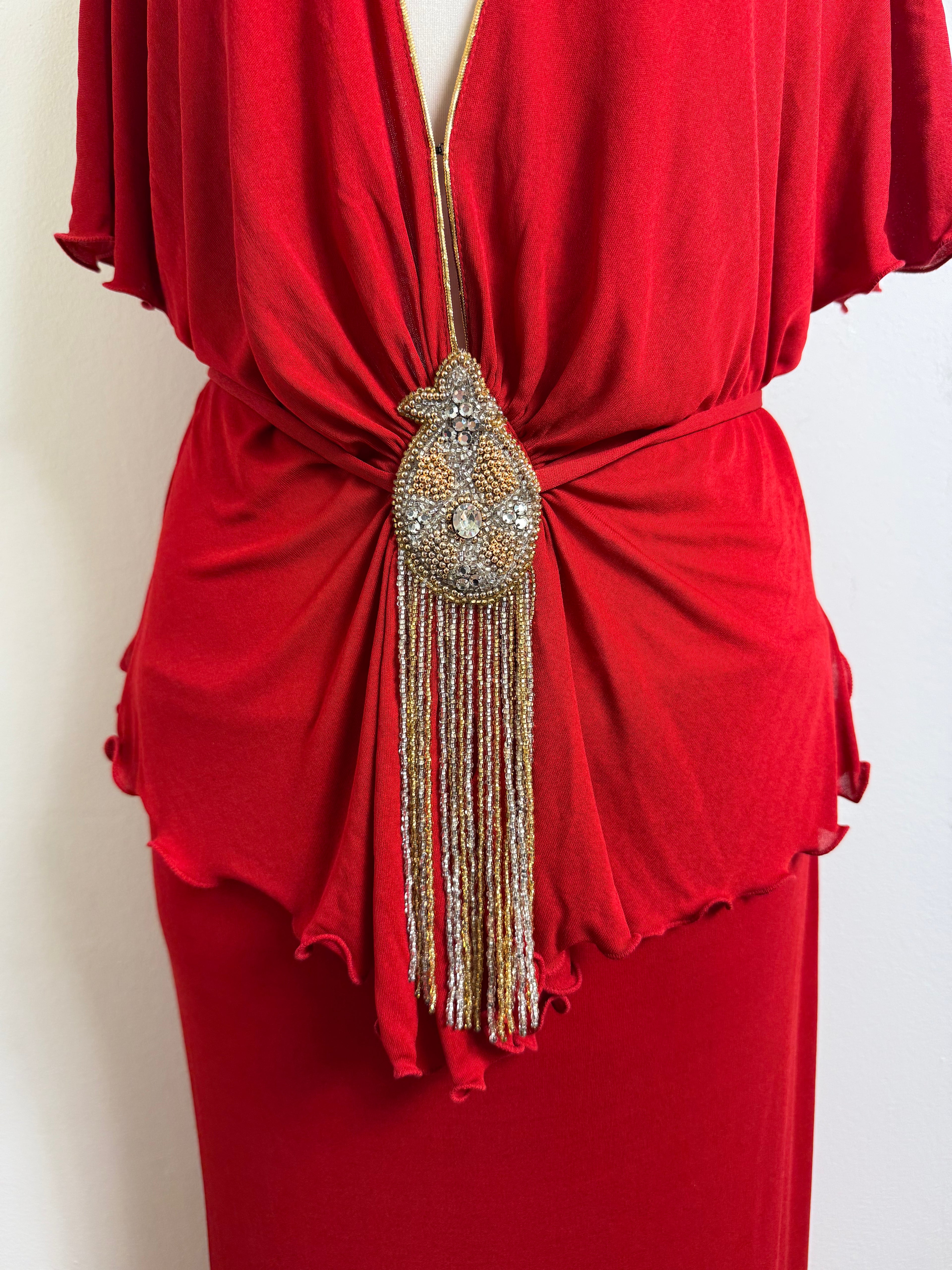 Hidy Misawa Vintage 1970s Red Matching Skirt Set
