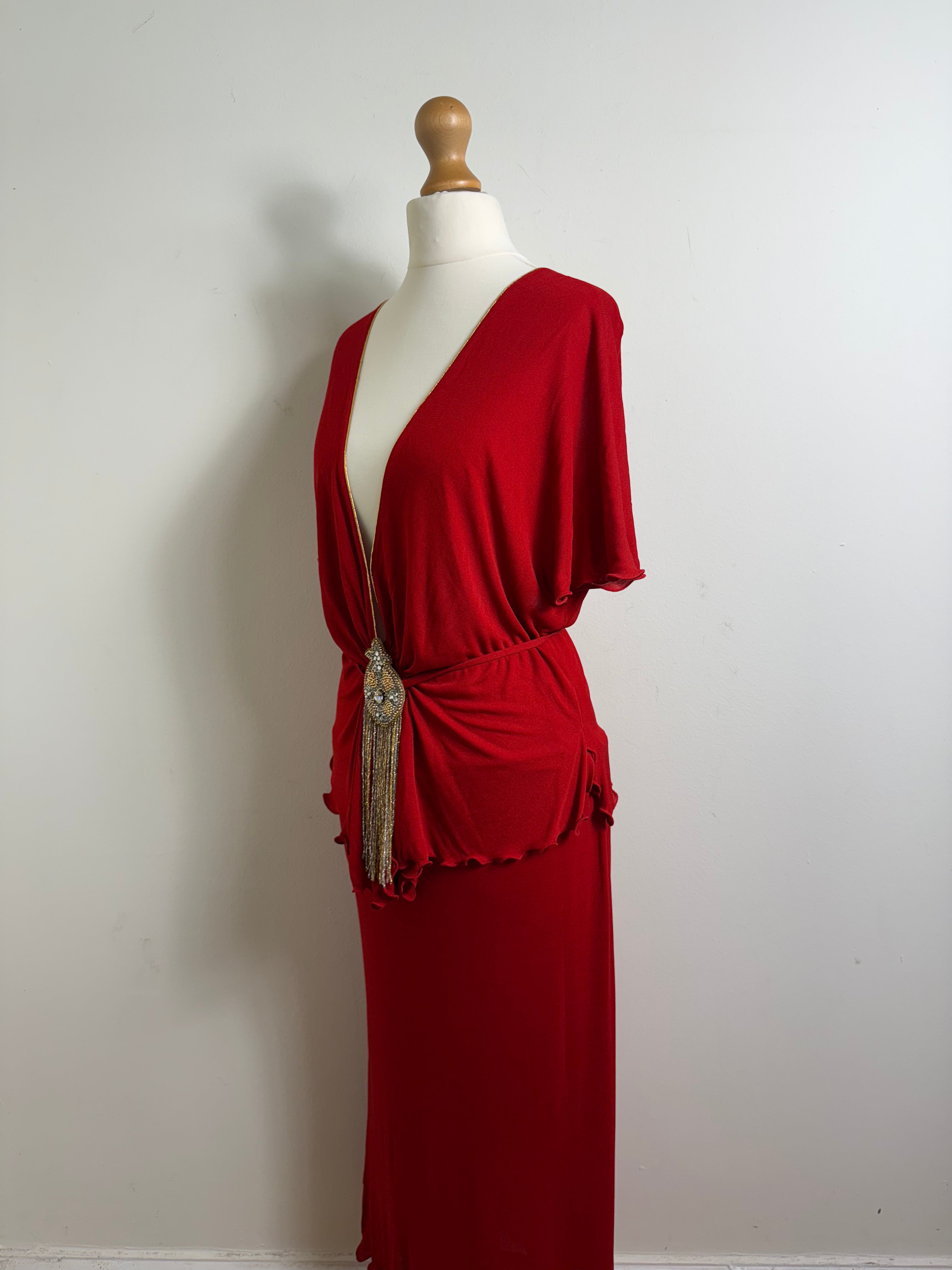 Hidy Misawa Vintage 1970s Red Matching Skirt Set