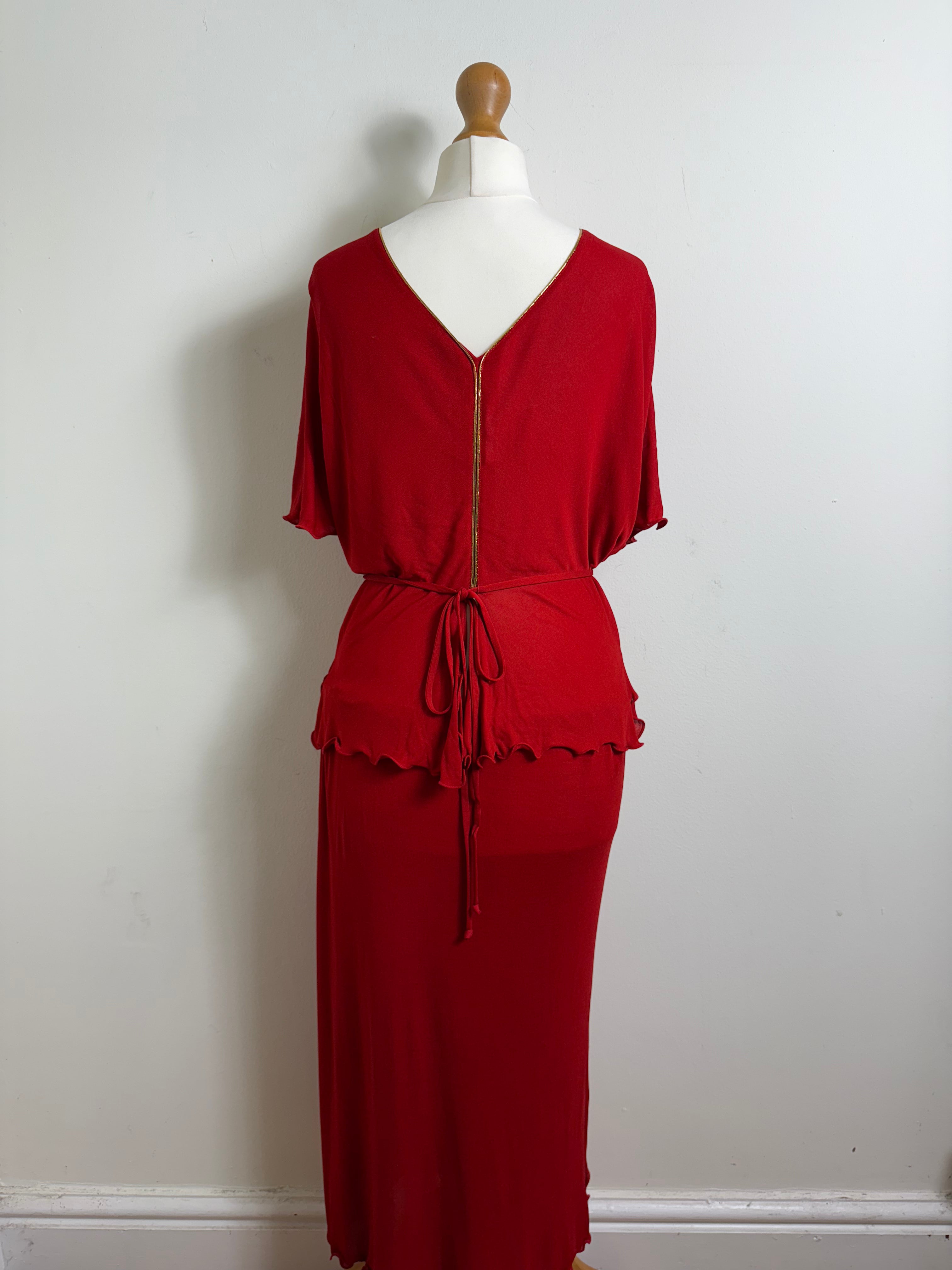 Hidy Misawa Vintage 1970s Red Matching Skirt Set