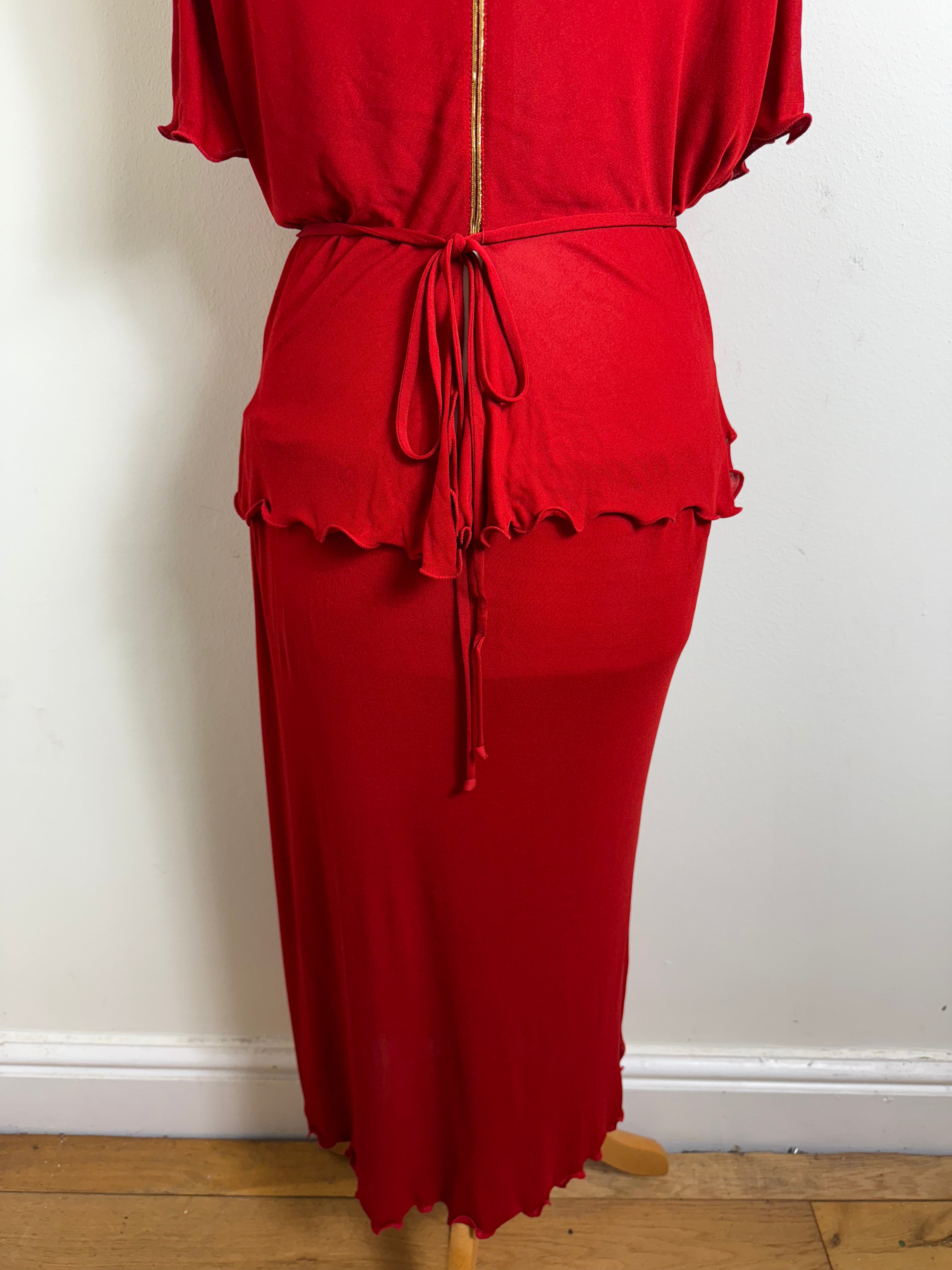 Hidy Misawa Vintage 1970s Red Matching Skirt Set