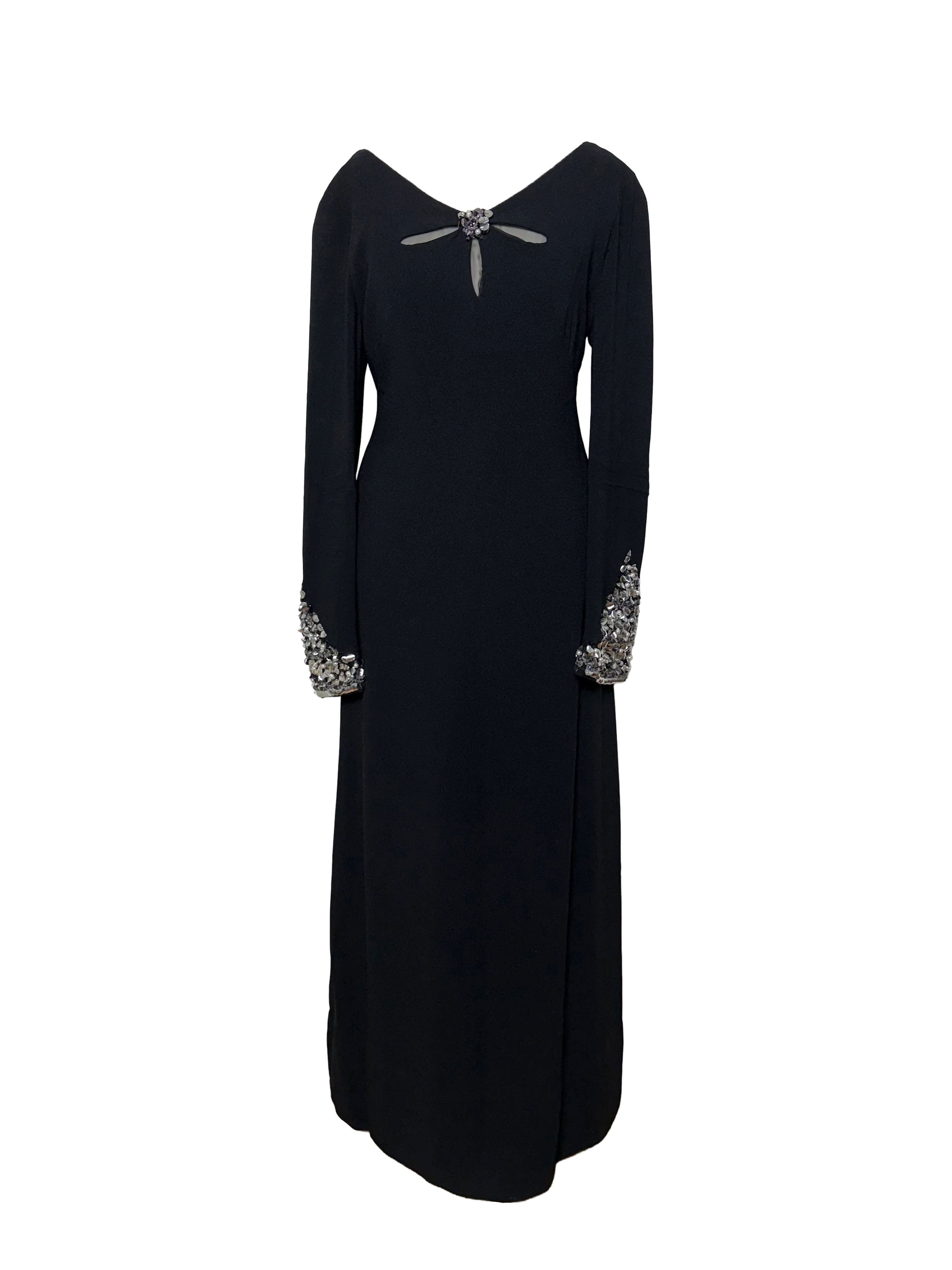 Laura Phillips Vintage 70s Black Maxi Evening Dress