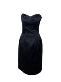 Jil Sander Vintage Silk Black Strapless Midi Dress