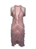 Alexander McQueen Spring 2016 Dusty Pink 100% Silk Ruffle Mini Dress