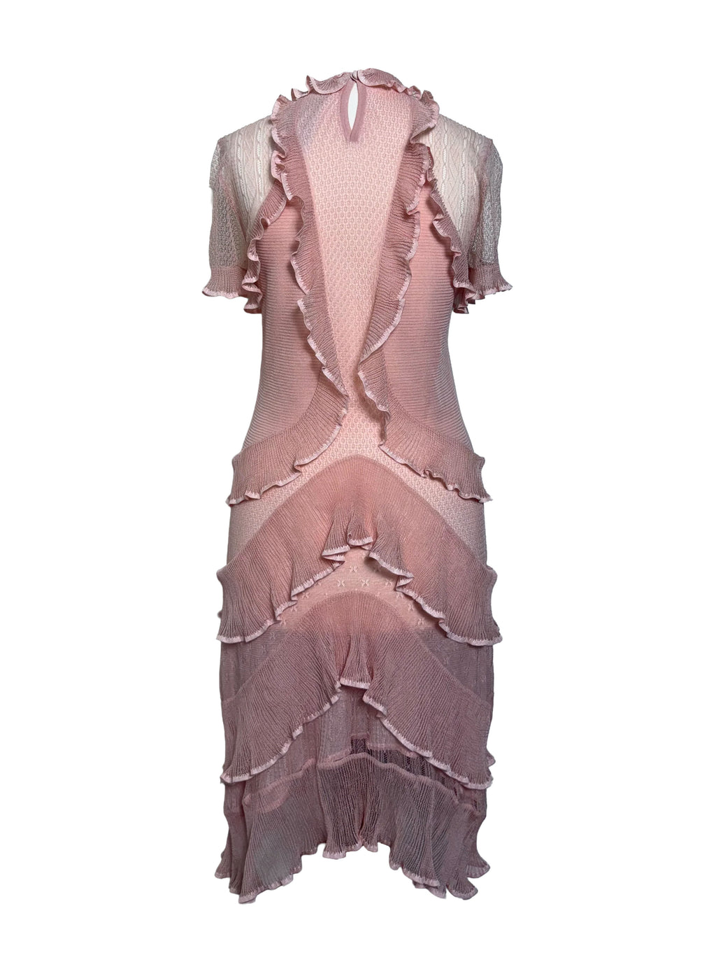 Alexander McQueen Spring 2016 Dusty Pink 100% Silk Ruffle Mini Dress