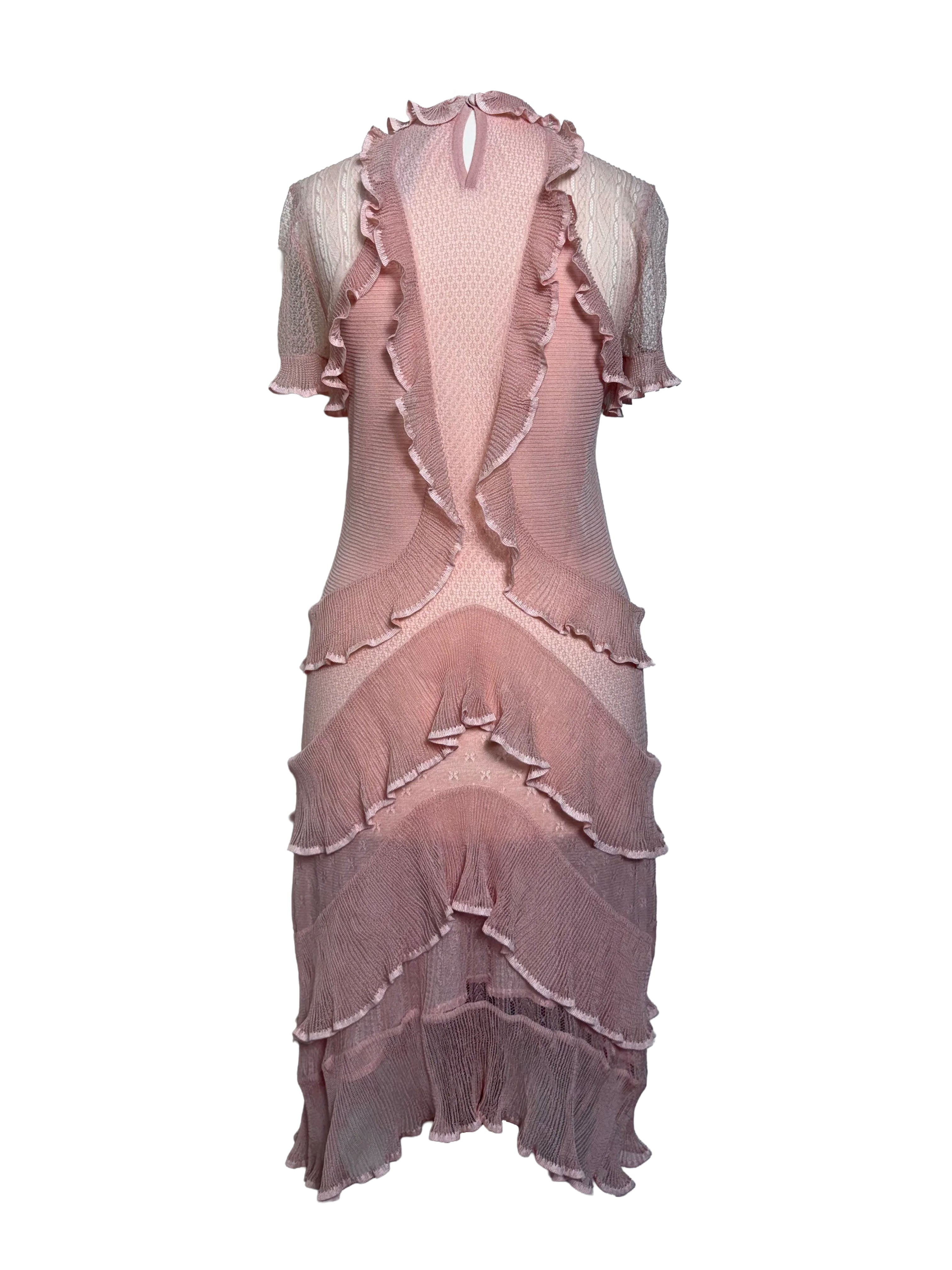 Alexander McQueen Spring 2016 Dusty Pink 100% Silk Ruffle Mini Dress